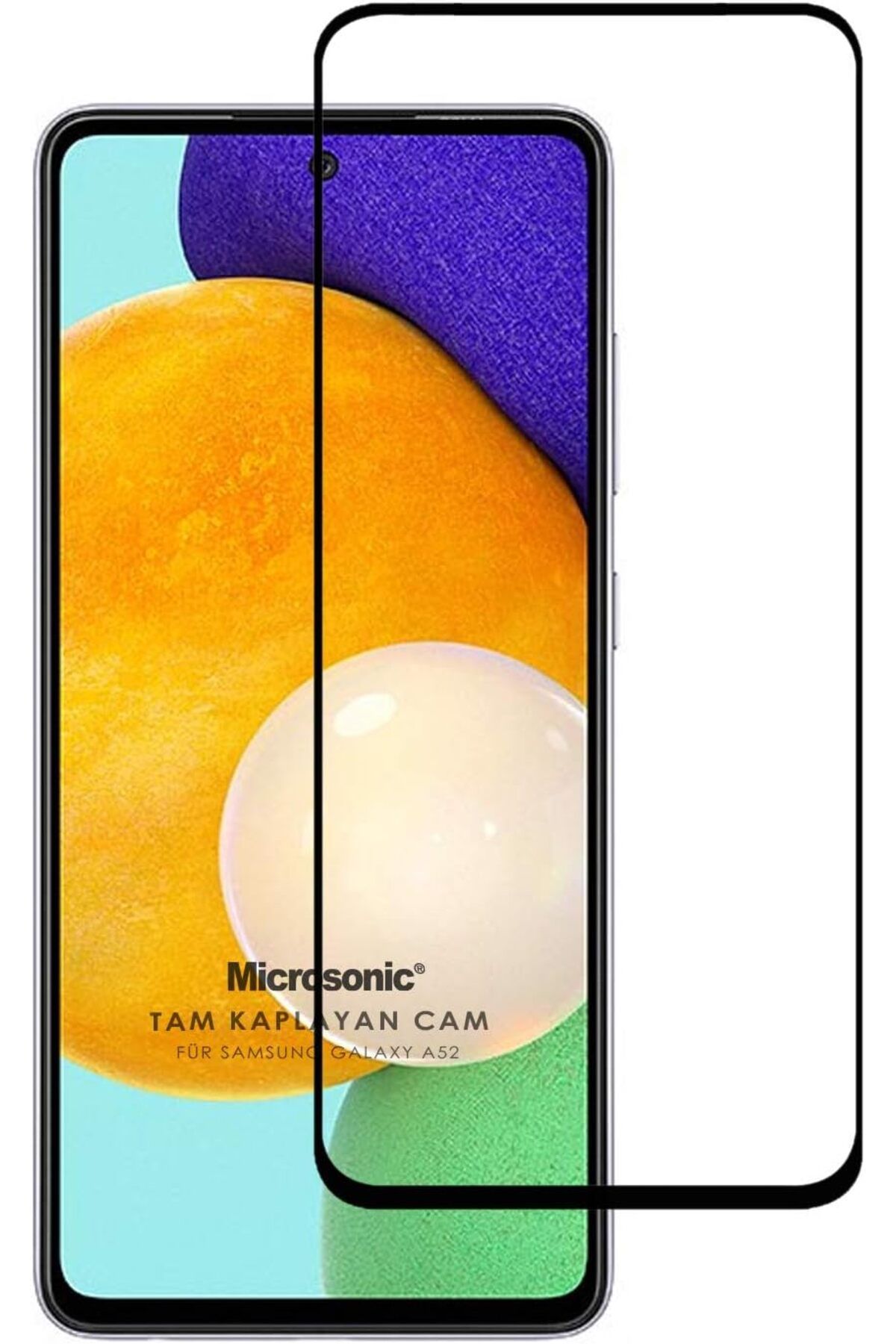 STOREMAX efshopx Samsung Galaxy A52 Tam Kaplayan Temperli Cam Ekran Koruyucu Siyah New Desing 1002192