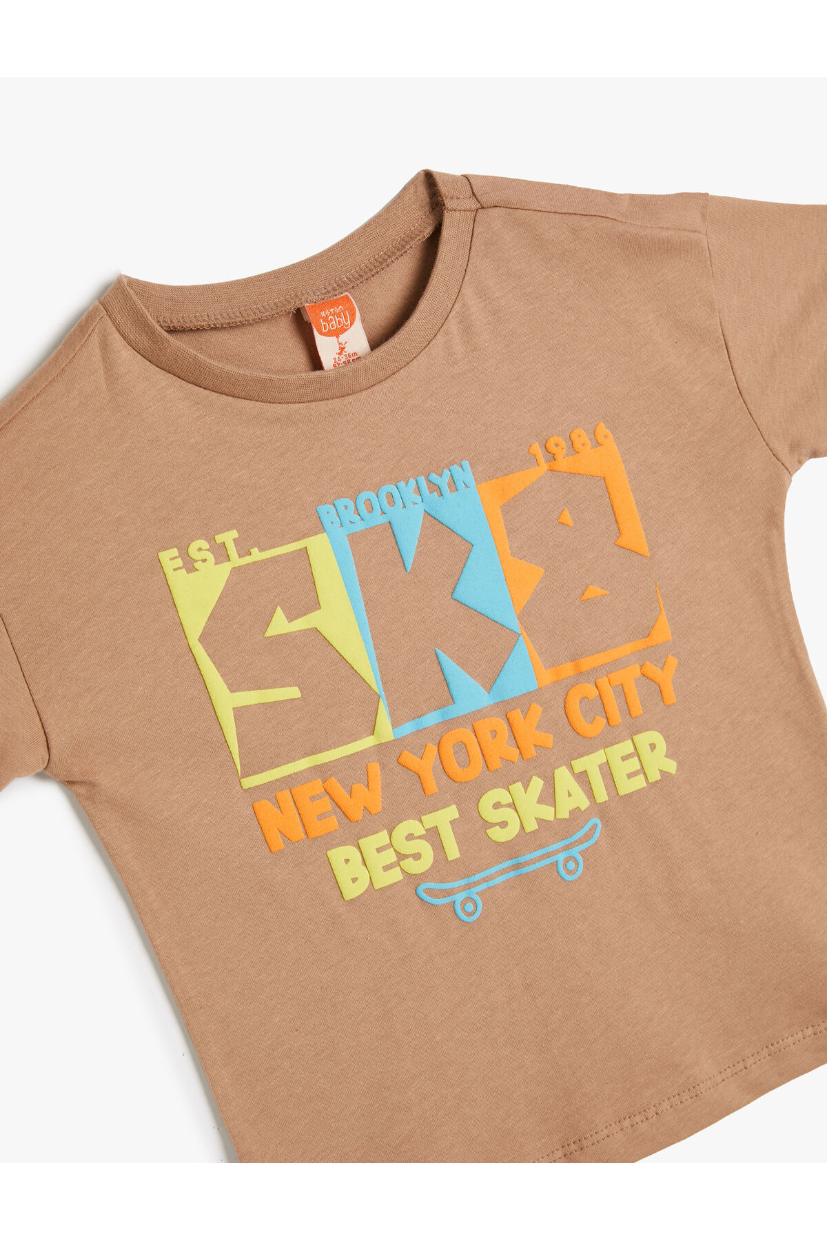 Koton Tişört Kaykay Baskılı Kısa Kollu Bisiklet Yaka Pamuklu fotoğrafı 3 (önizleme)