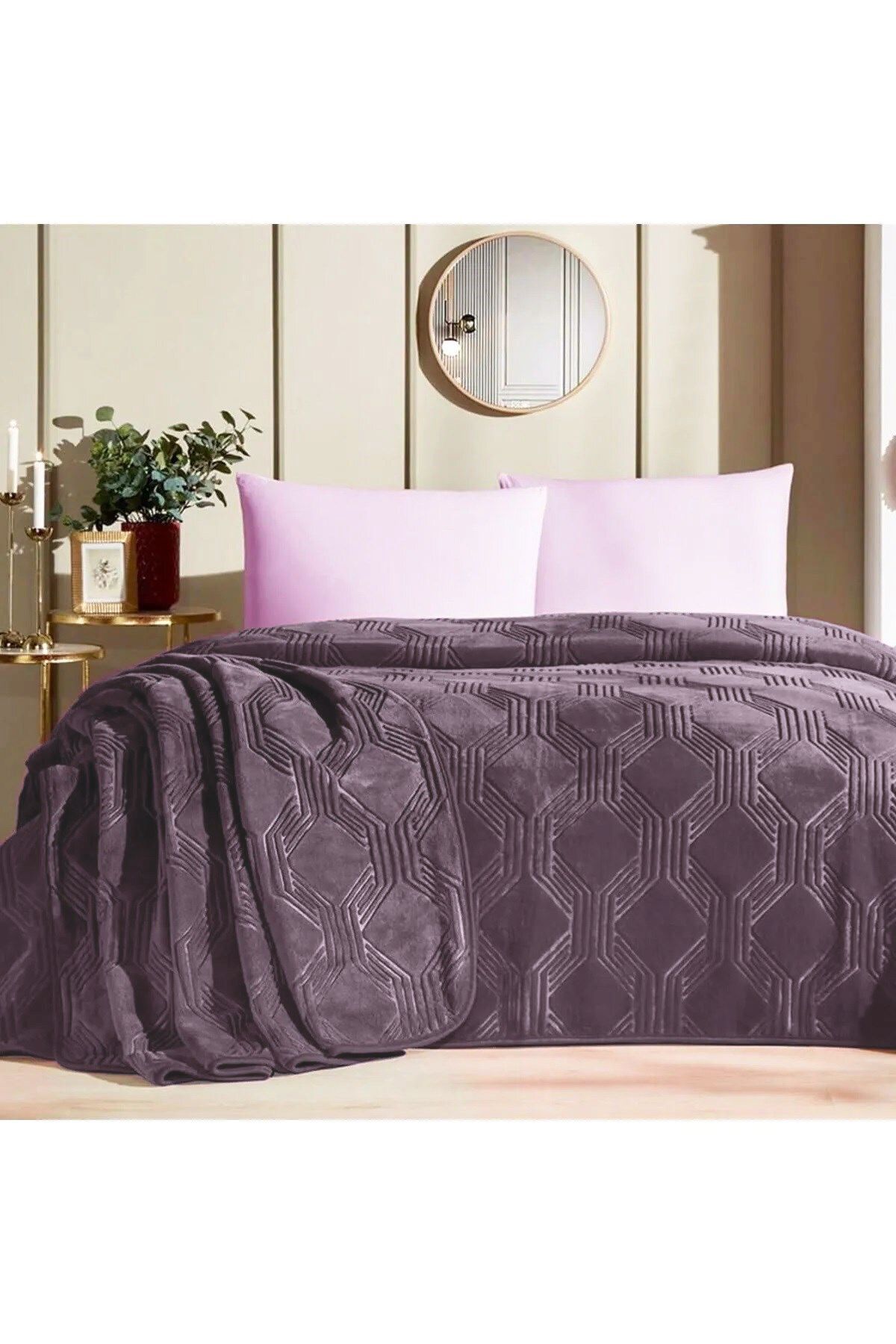 پتوی یک نفره بنفش یتو پتو تک مد روز خاکستر 155X220 Art Deco  Özdilek