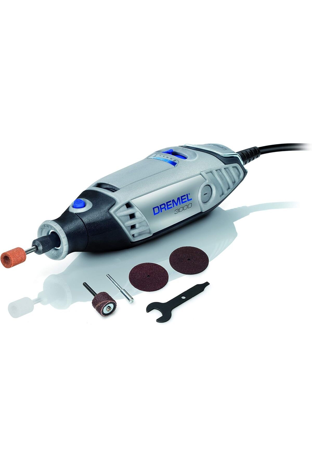 yusuftex srht Dremel 3000 Çok Amaçlı El Motoru, 130 W, F0133000JW, 5 Aksesuarlı, Siyah-Gri  721051