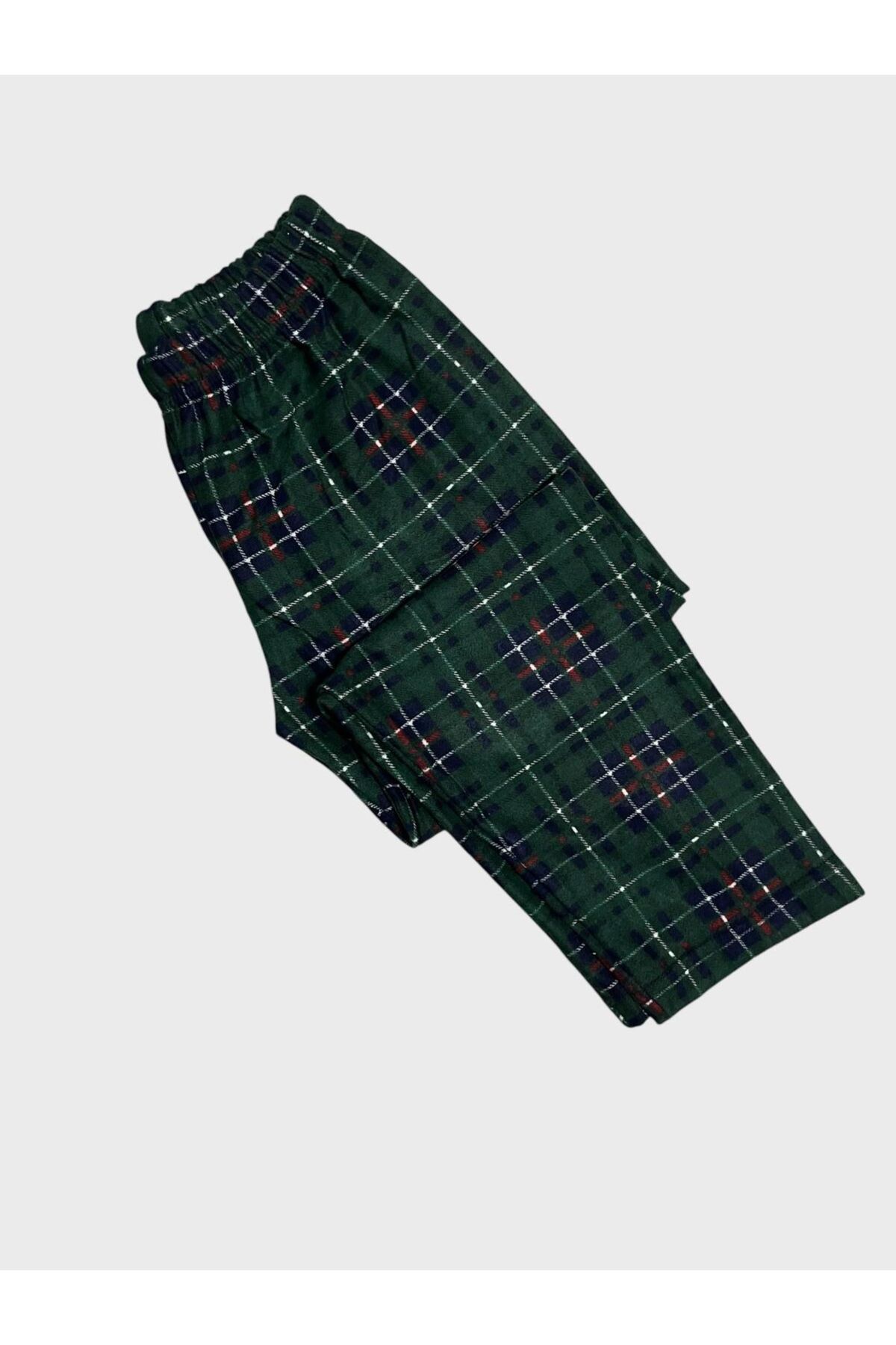 Genel Markalar Kız Çocuk Pamuklu Süet Kumaş Yeşil Ekose Desenli Uzun Kollu Pijama Takımı fotoğrafı 4 (önizleme)