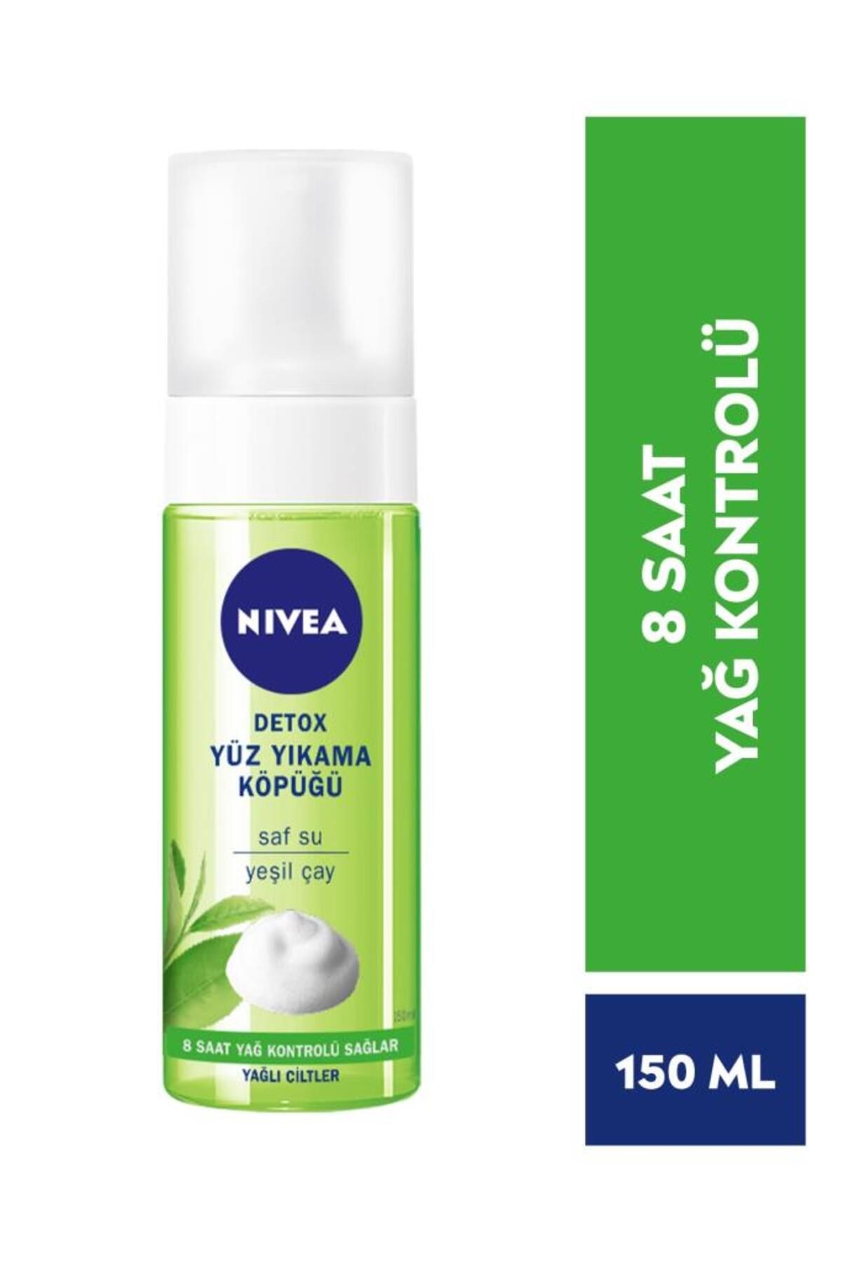 NIVEA Detox Yüz Yıkama Köpüğü 150ml, Gözenek Arındırıcı, Yeşil Çay, 8 Saat Yağ Kontrolü, Yağlı Ciltler