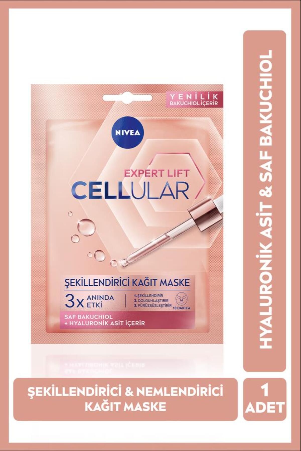 NIVEA Cellular Expert Lift Şekillendirici Yüz Kağıt Maskesi, Doğal Retinol Alternatifi Saf Bakuchiol