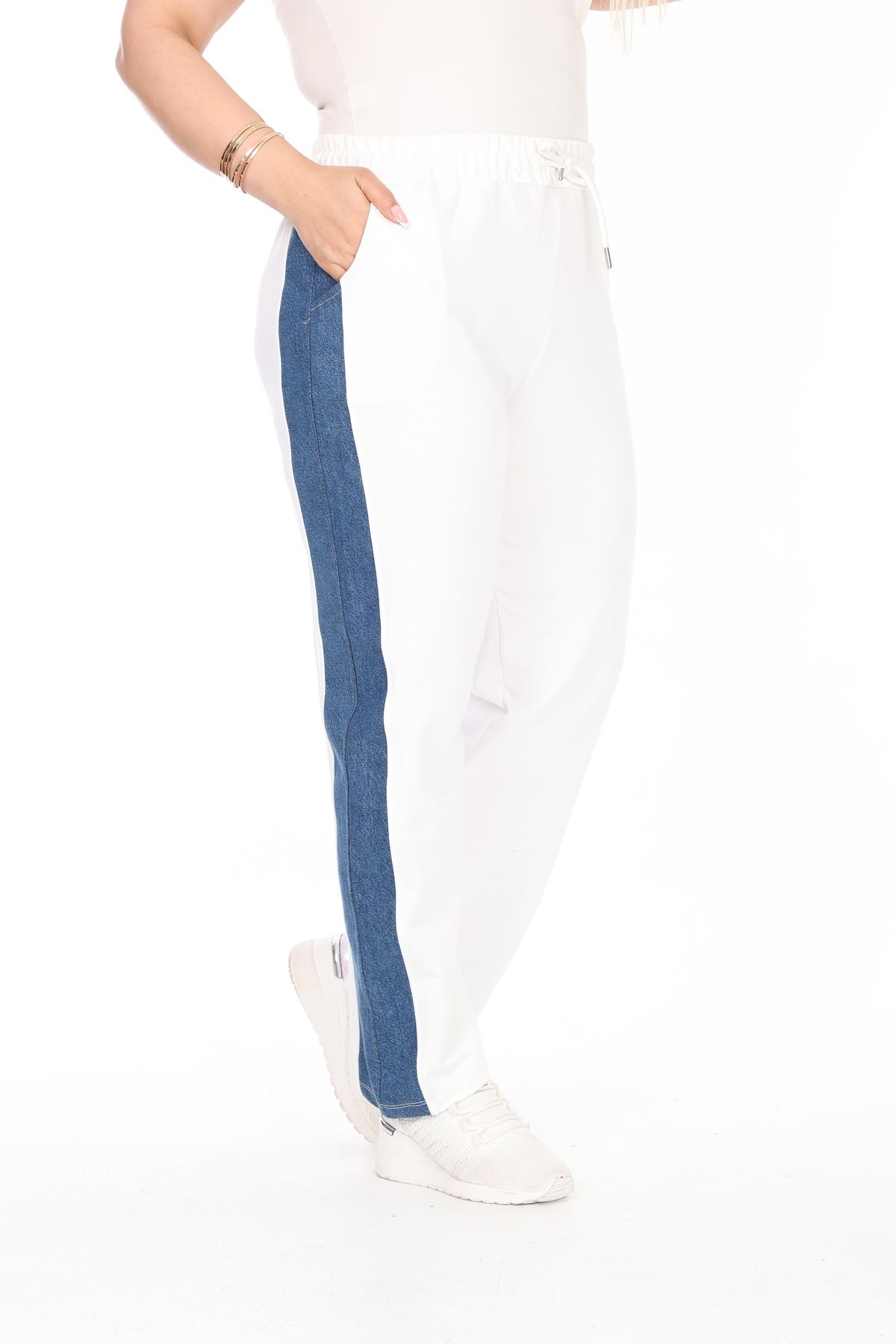MJORA-Denim Detailed Knitted Cotton Fabric Top and Bottom Set 8