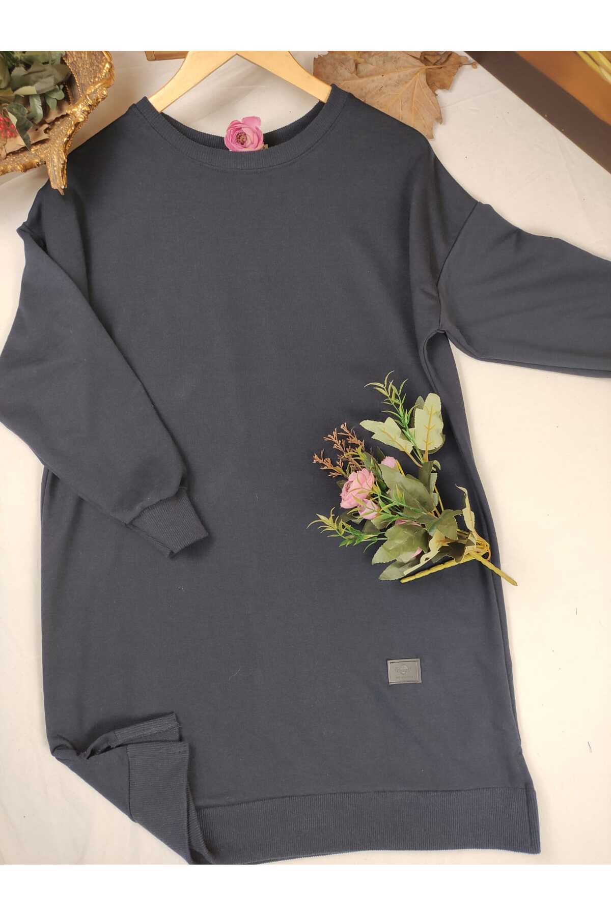 ALMİNA İKİ İPLİK PAMUK PENYE TESETTÜR TUNİK SWEATSHİRT