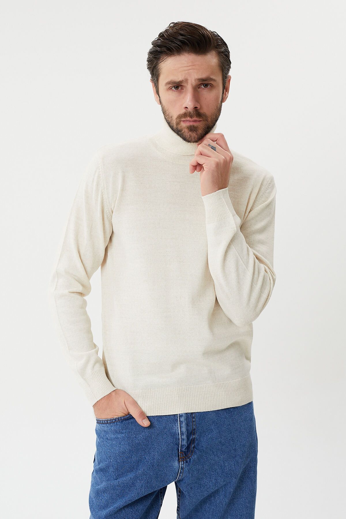 hateko-Wool Ecru Full Fisherman Sweater 4