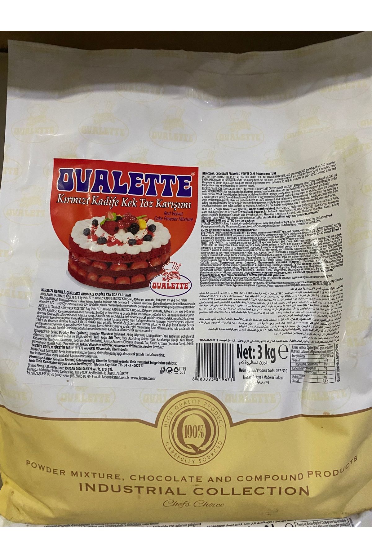 Katsan Ovalette OVALETTE KADİFE KEK TOZU 3 kg