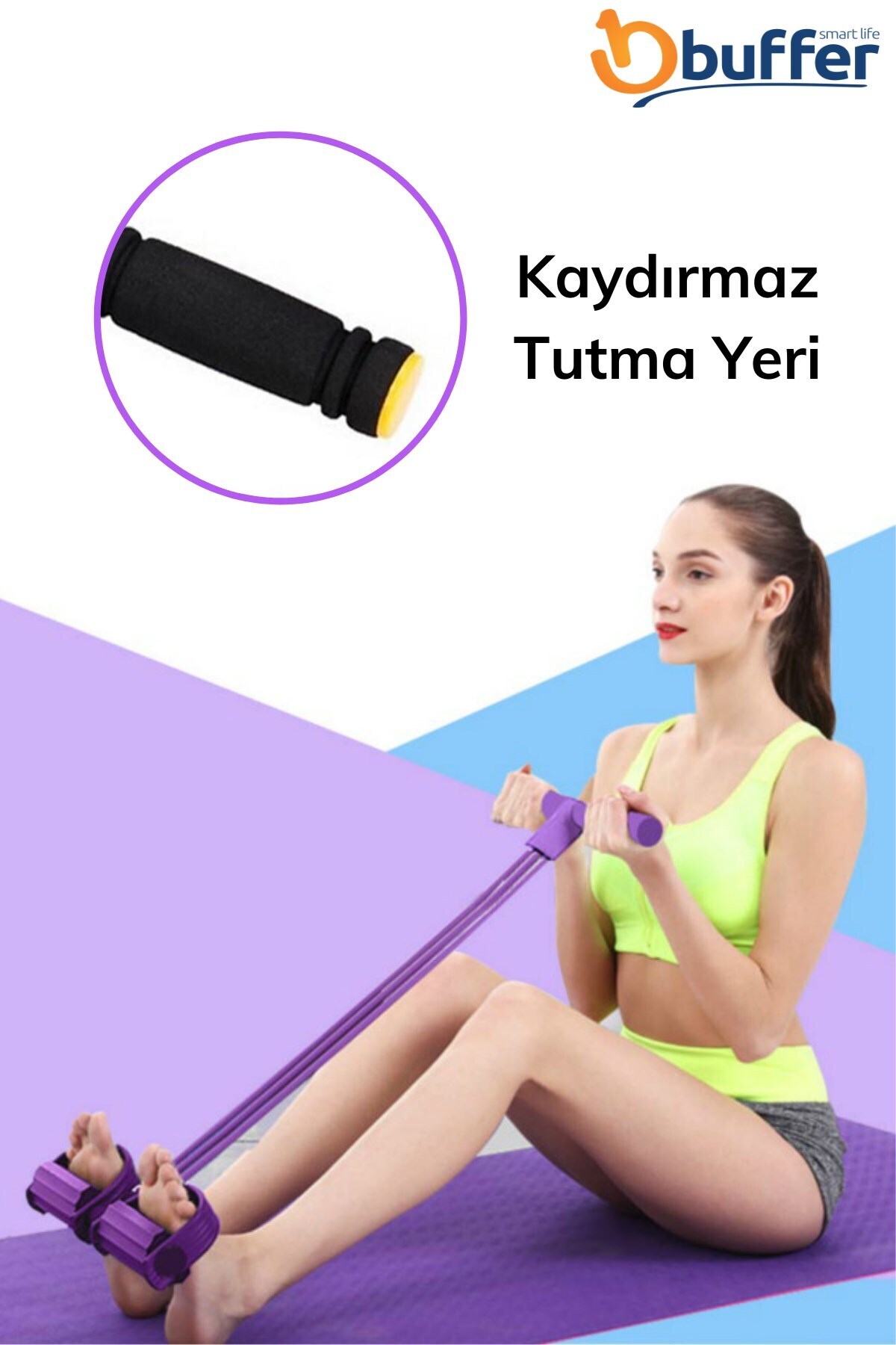 Buffer ® Jimnastik Aleti Esnek Karın Kalça Kası Çalıştırıcı Direnç Lastiği Egzersiz Spor Aleti