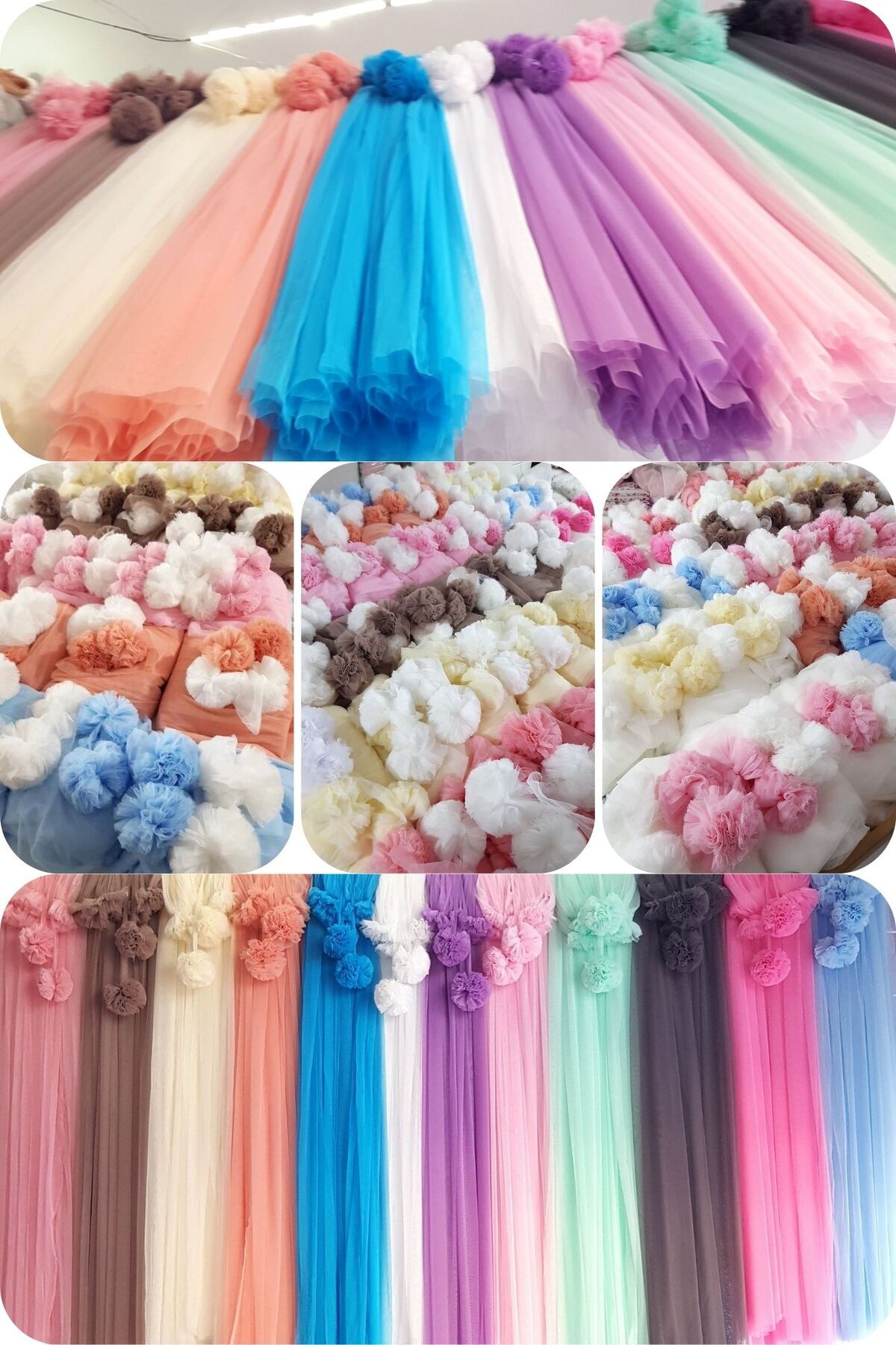 bebek_iklimi Bebek Lüks Cibinlik Takımı - Koyu Pembe Ve Beyaz Dört Ponponlu - 6 Metre Likra Tül (APARAT DAHİL) fotoğrafı 3 (önizleme)