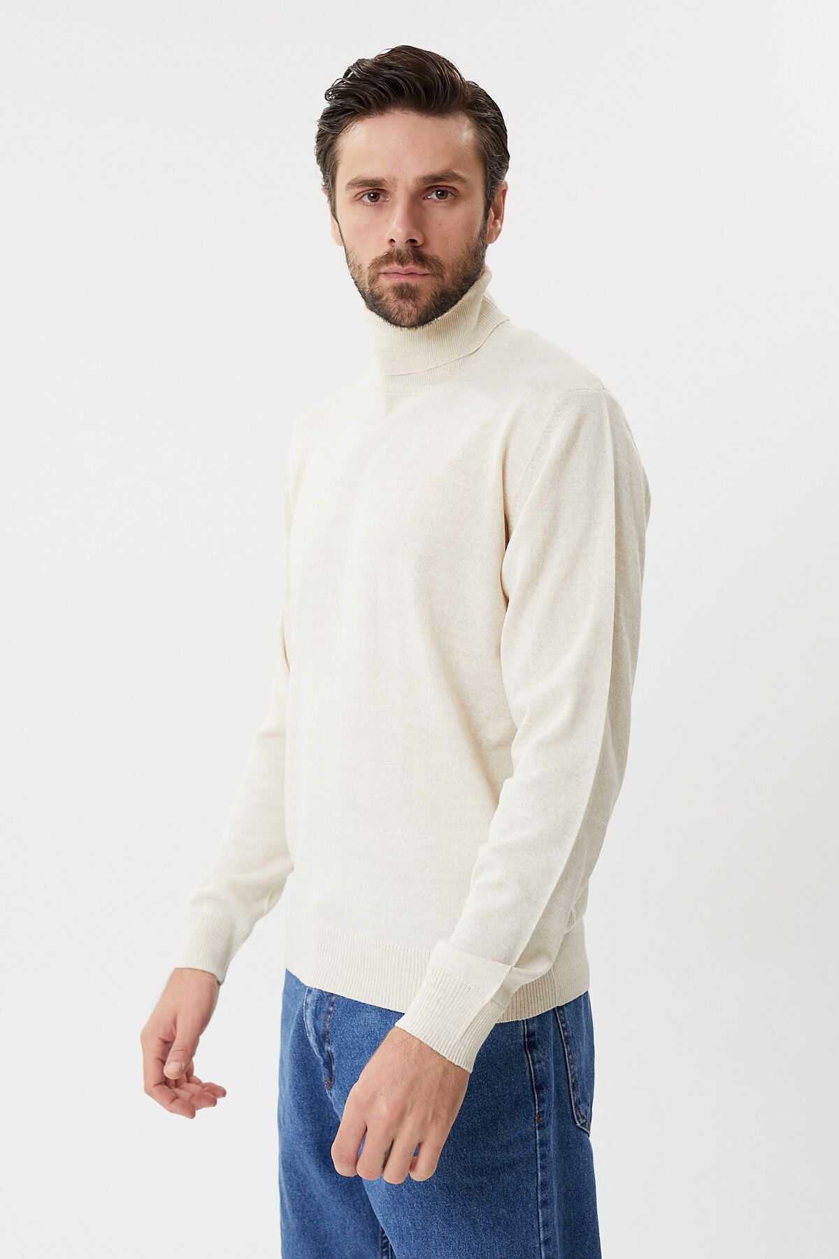 hateko-Wool Ecru Full Fisherman Sweater 2