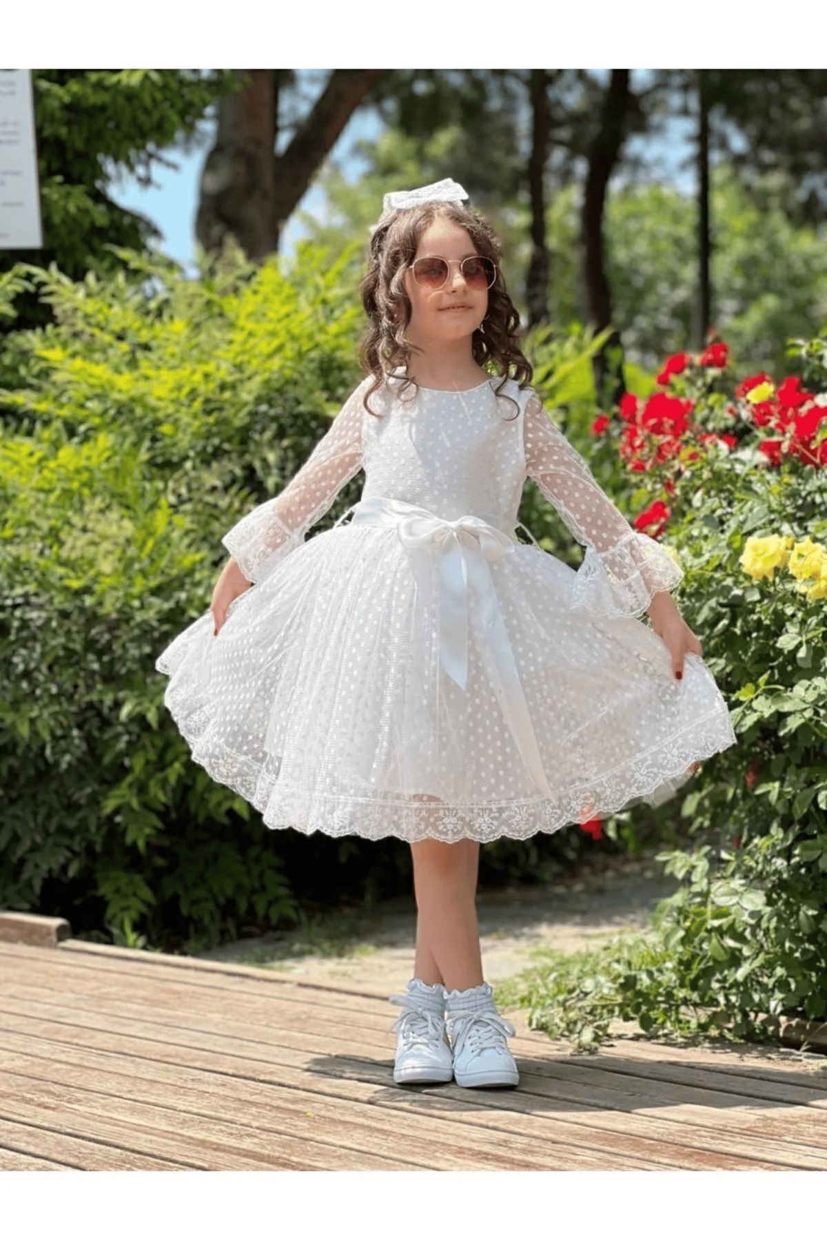 lillia kids-Polka Dot Lace Buckle Princess Model Children's Dress 1