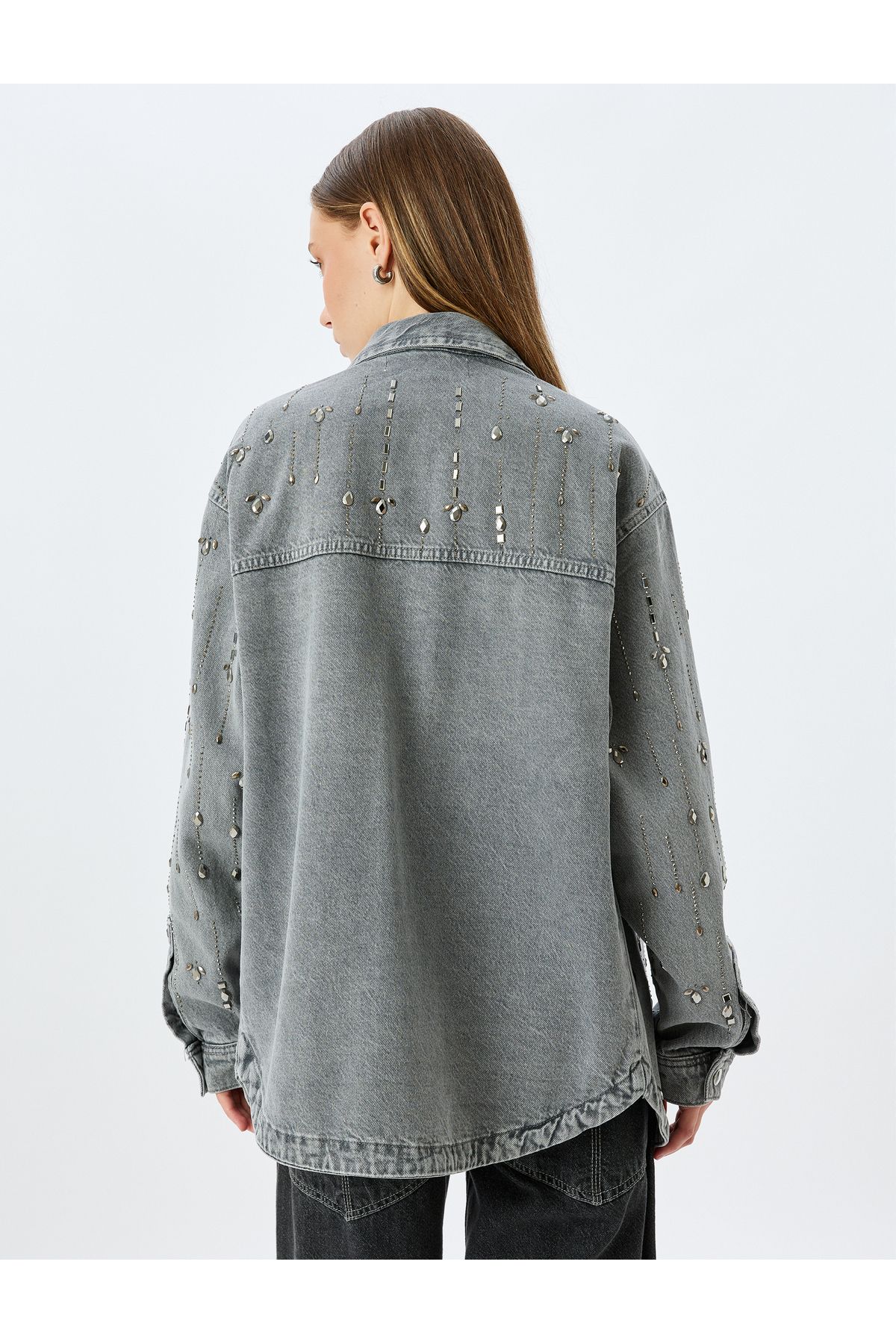 Koton-Stoned Pocket Detailed Buttoned Classic Collar Denim Jacket 5