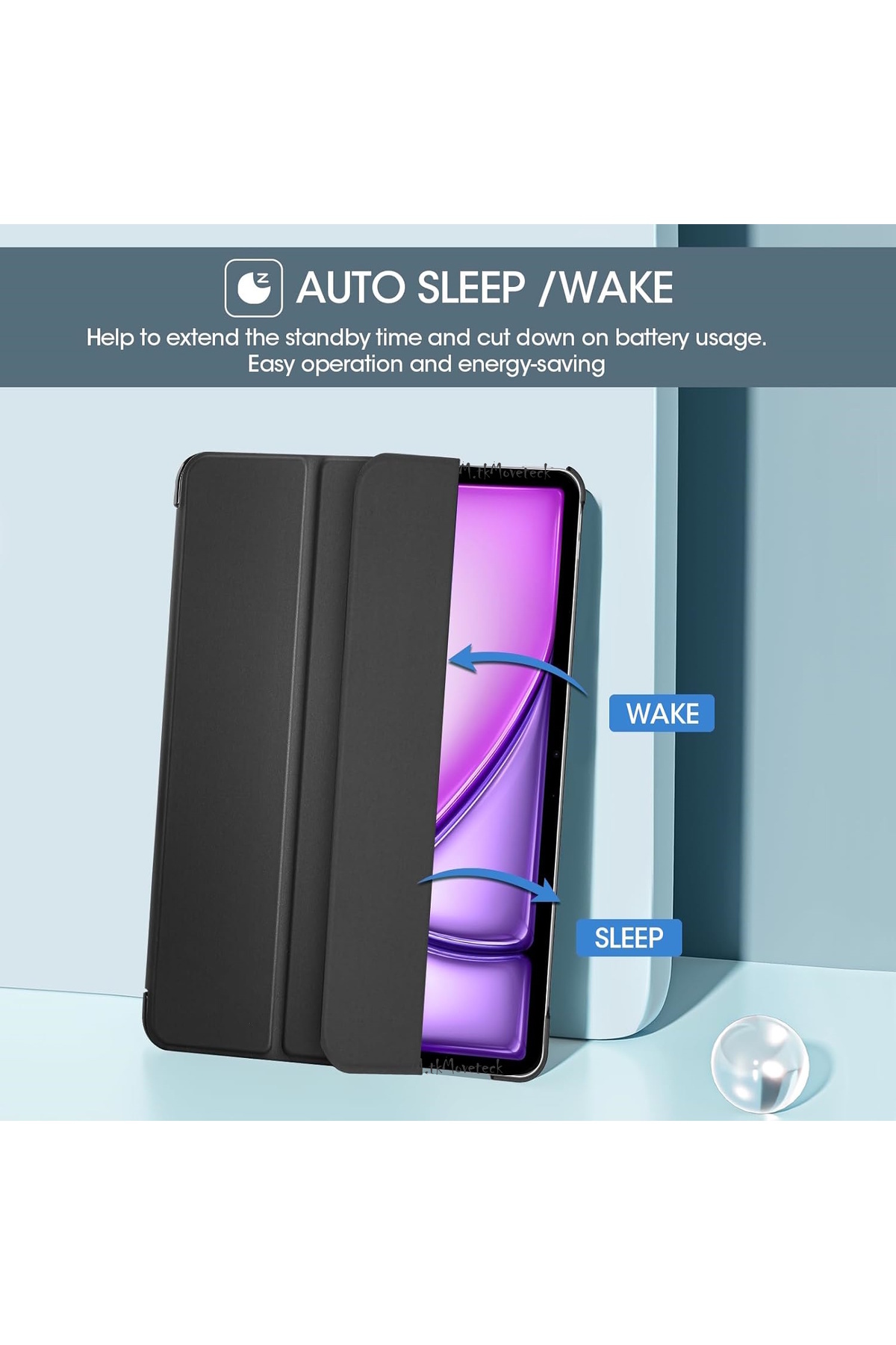 m.tk moveteck-iPad Air 13Inch M2 Compatible Case Smart Smart Sleep Mode with Stand Colorful Cover on the Back A2898 2899 2900 6