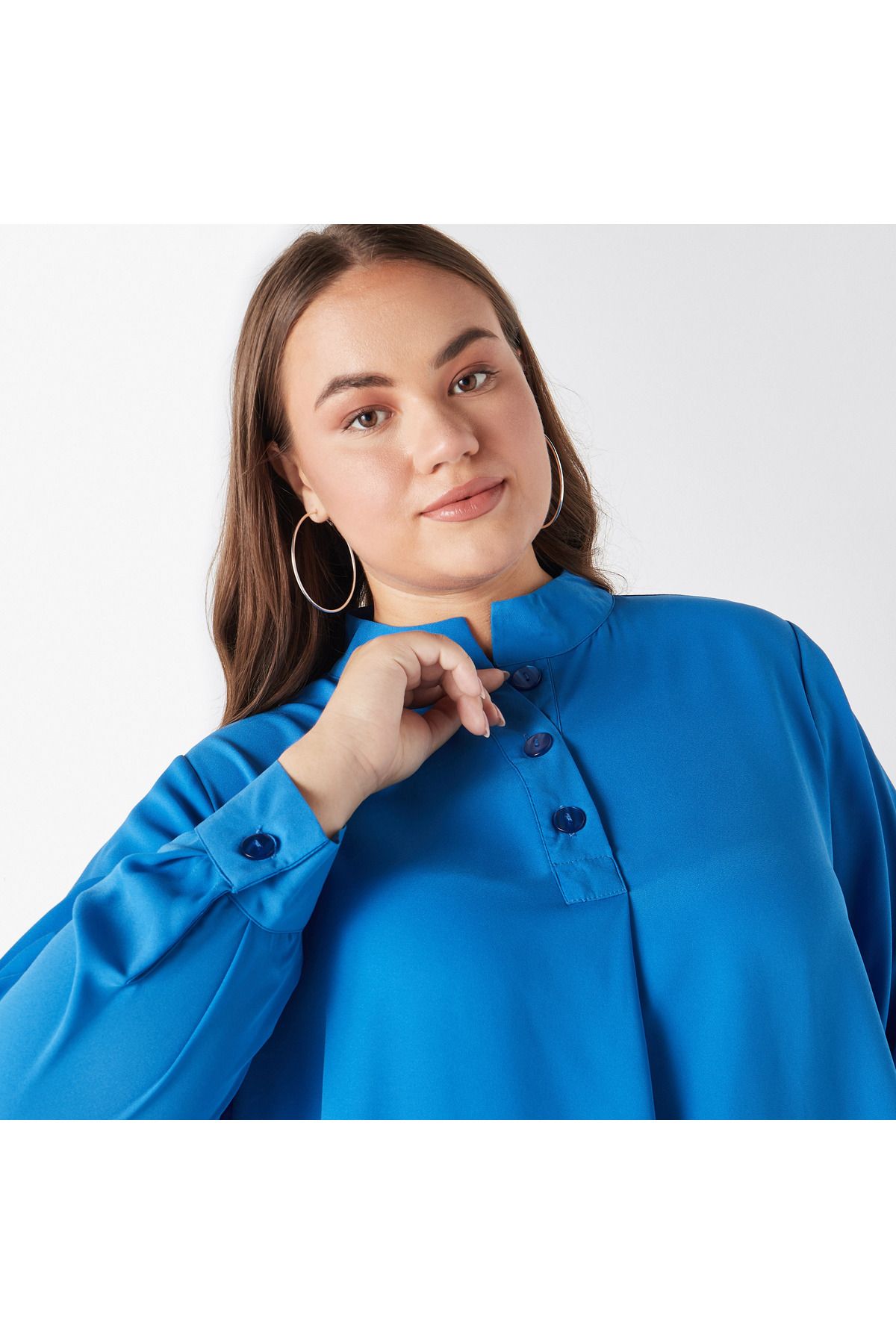 Ulla Popken-Plus Size Ulla Popken High Low Top with Long Sleeves 4