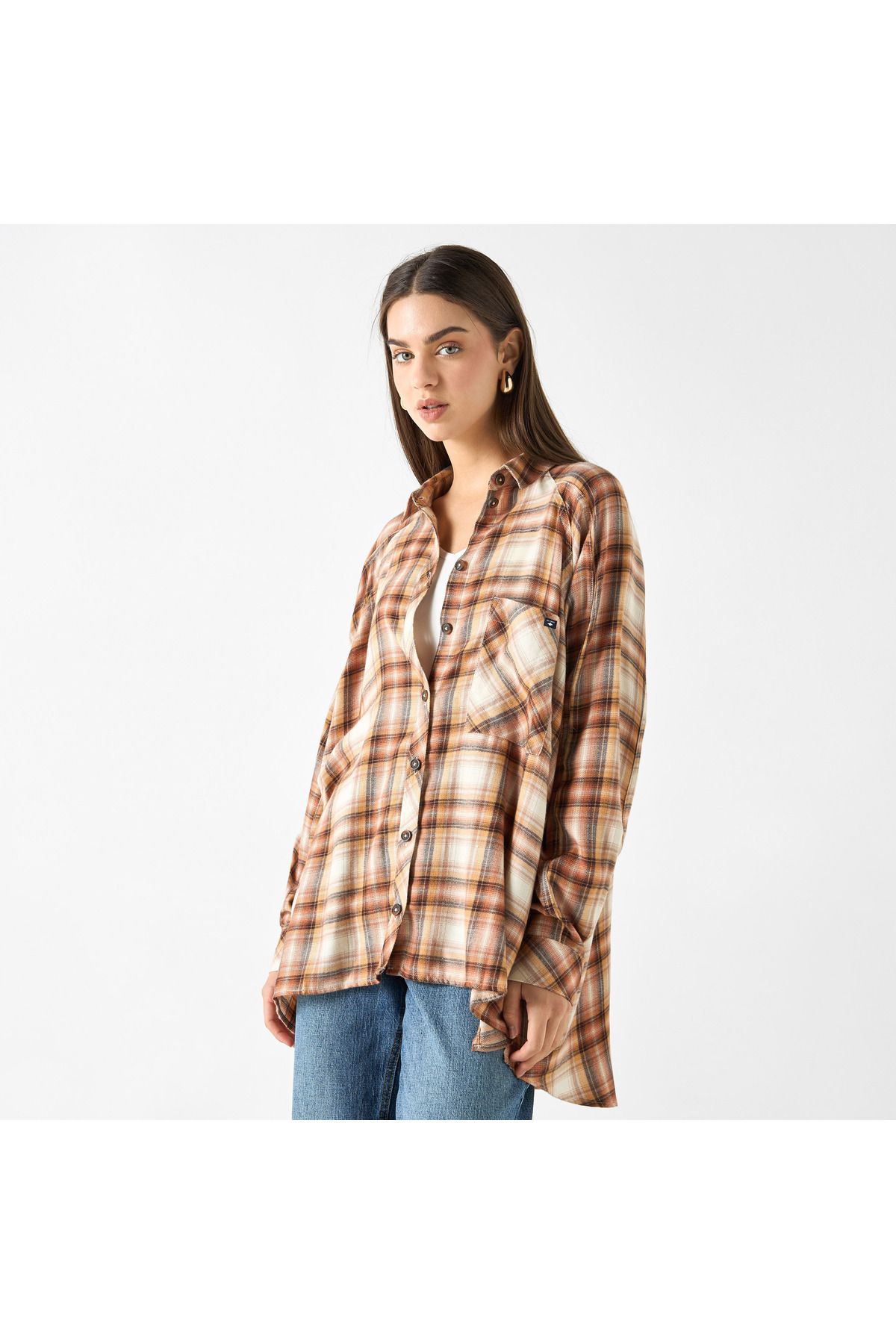 Lee Cooper-Checked Shirt with Long Sleeves and Pocket 1