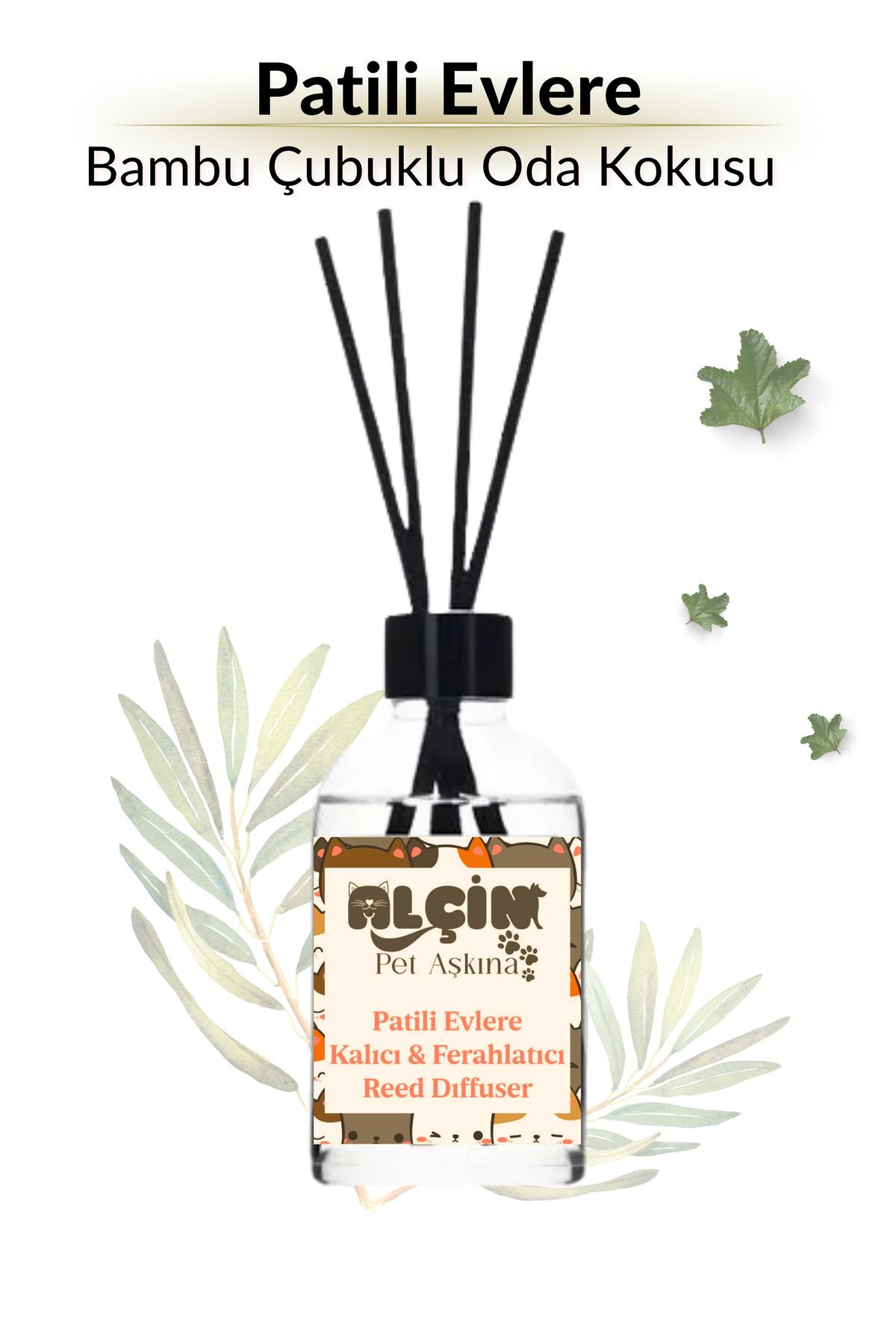 ALÇİN Patili Evlere Özel Kalıcı Çubuklu Oda Kokusu Bambu Kokusu White Soup Reed Diffuser 100ml