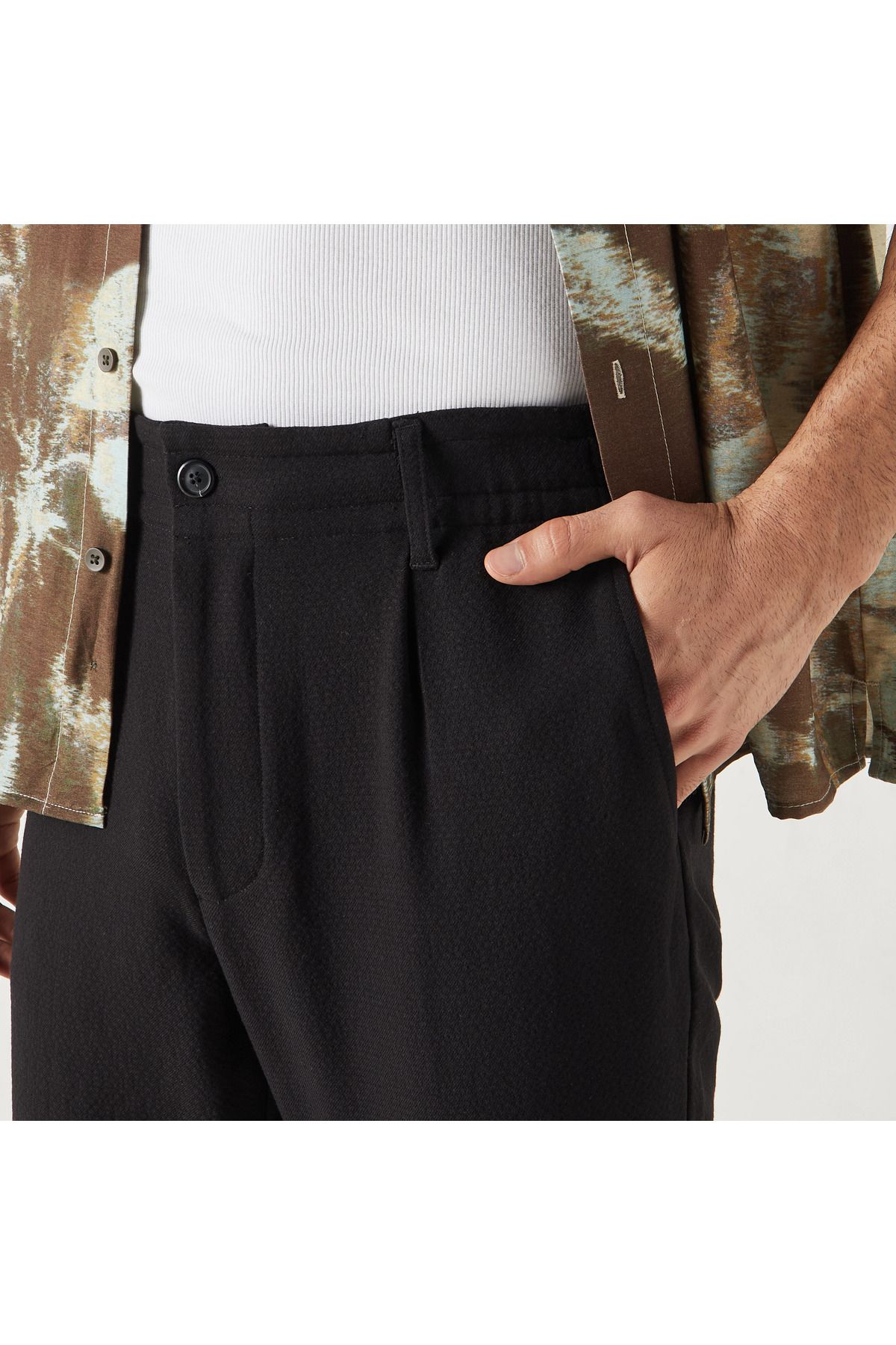 Iconic-Solid Regular Fit Flexi Waist Trousers 4