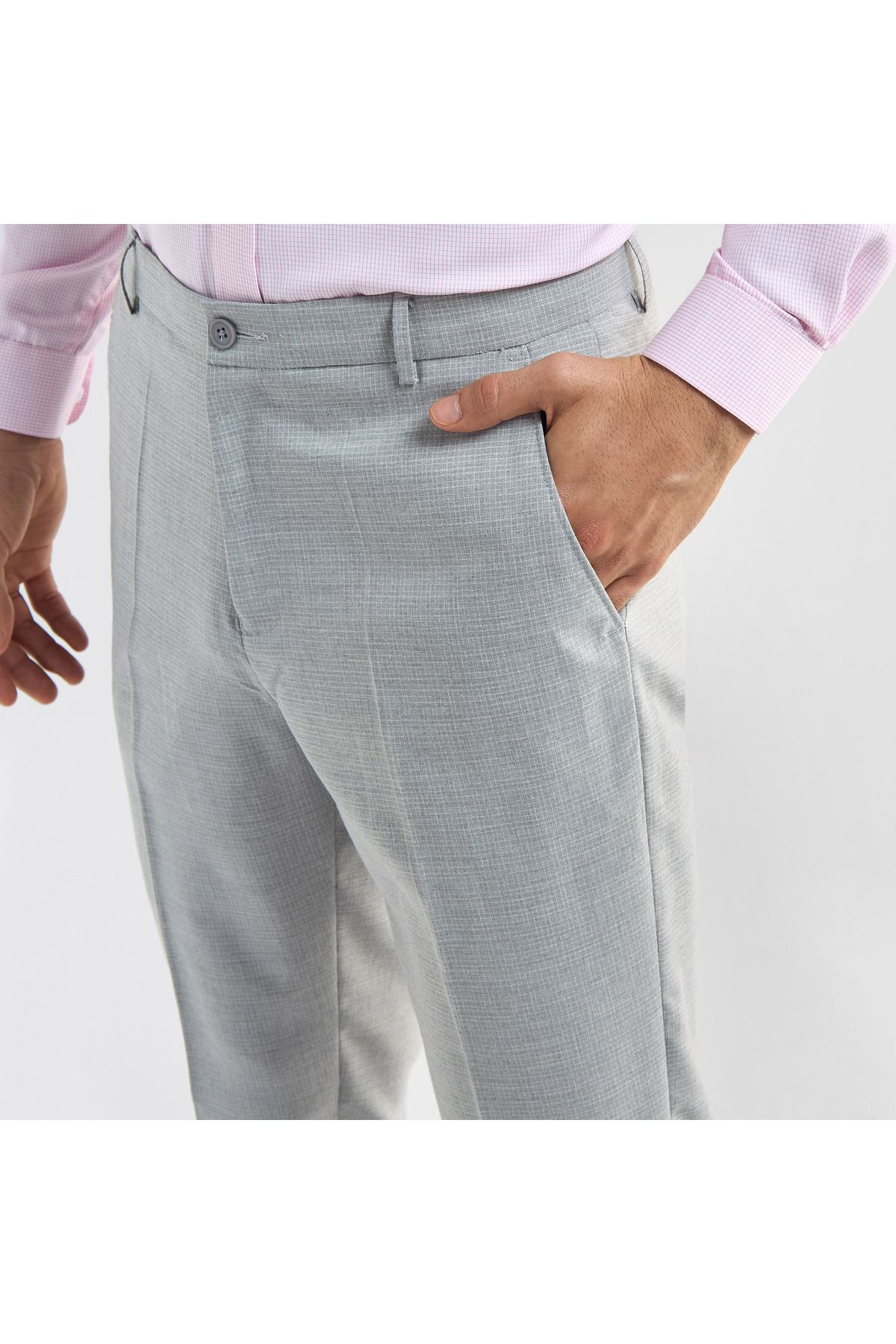 FAV-Checked Regular Fit Flexi Waist Trousers with Pockets 4