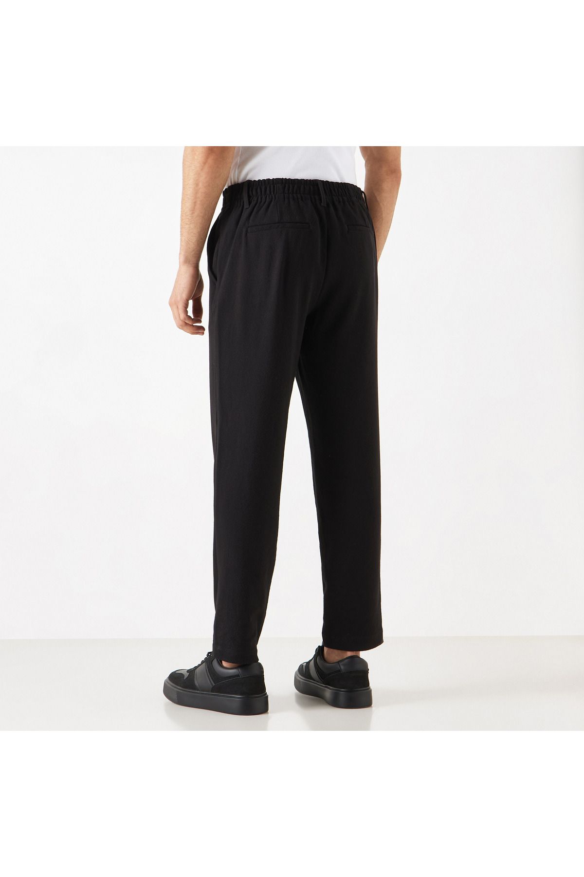 Iconic-Solid Regular Fit Flexi Waist Trousers 3