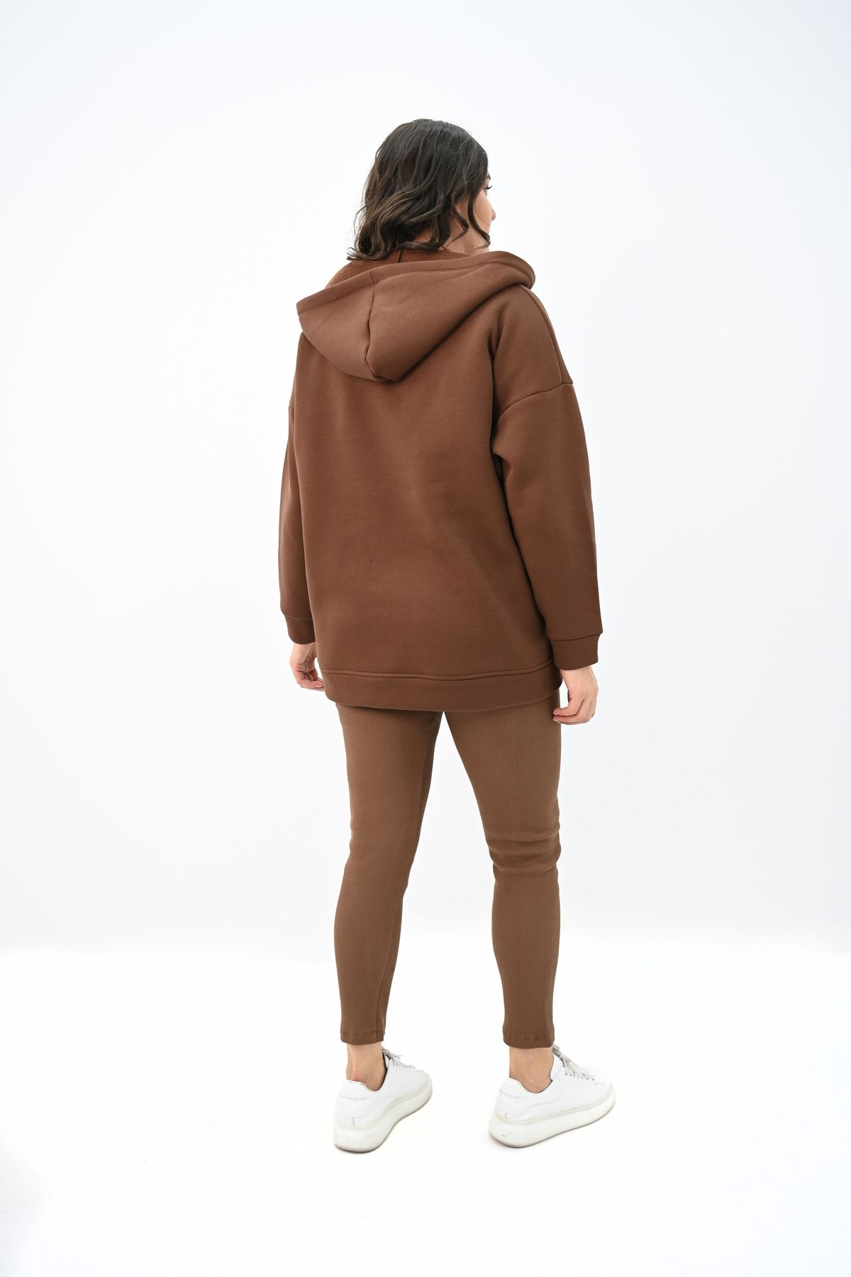 Koza Butik-Women's Large Size Hooded Snap Detailed Tights Set 8154-25 5