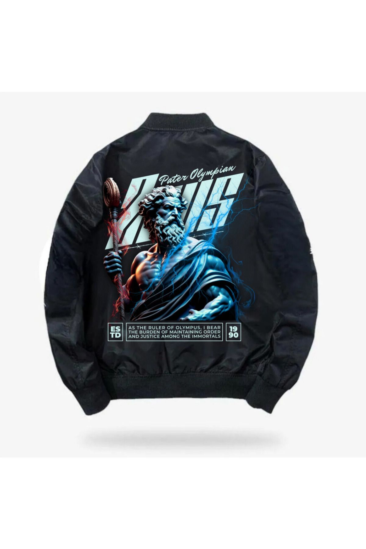 BAREM BUTİK Barem Butik  Zeus Baskılı Unisex Bomber Ceket