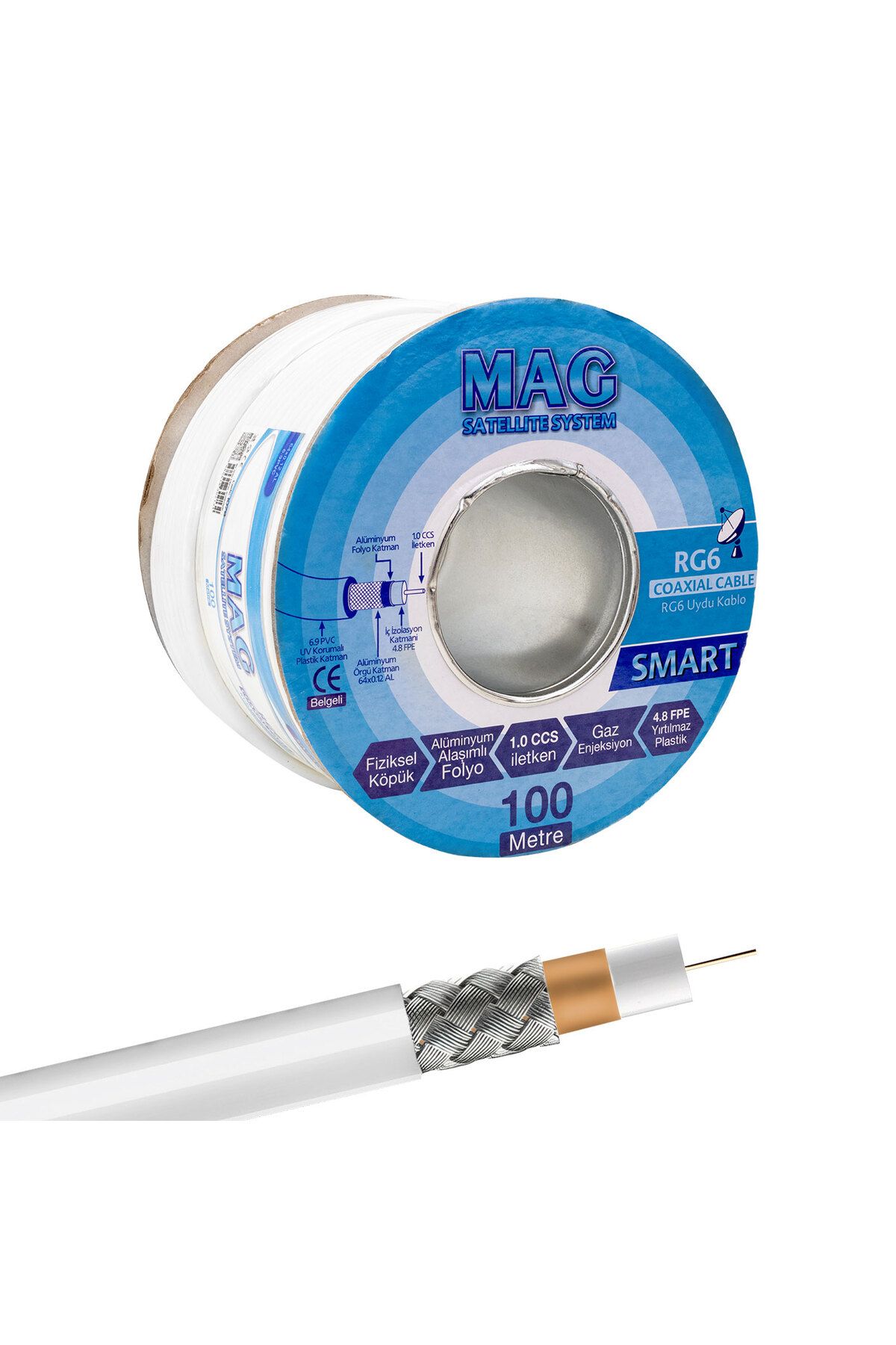 İklimStore MAG SMART RG6/U4 64 TEL ANTEN KABLOSU (100 METRE) (5131)