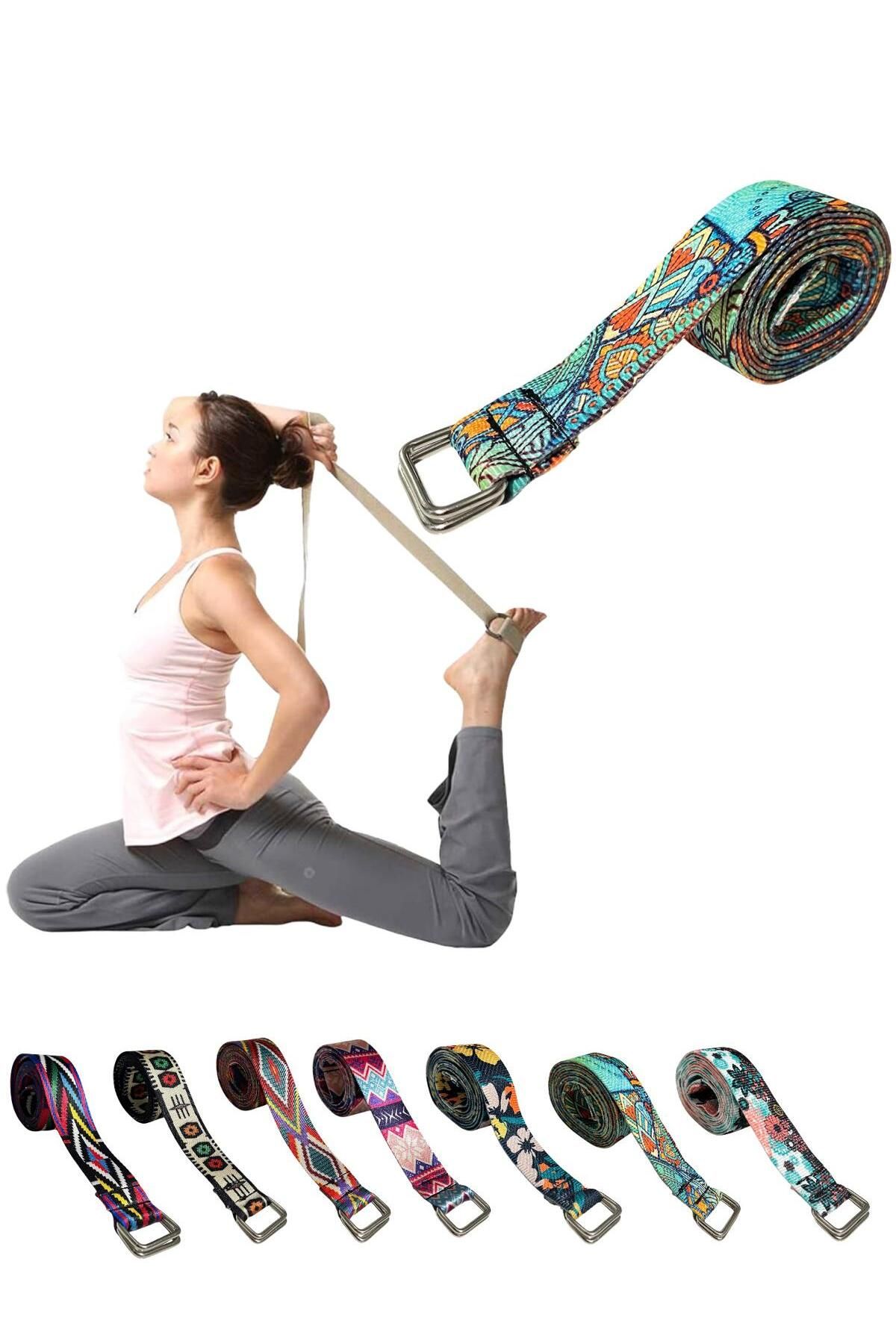 REMEGE Yoga Kemeri - 200 Cm Yoga Kemeri - Dijital Baskılı Pamuklu Yıkanabilir Yoga Kemeri - Yoga Kayışı