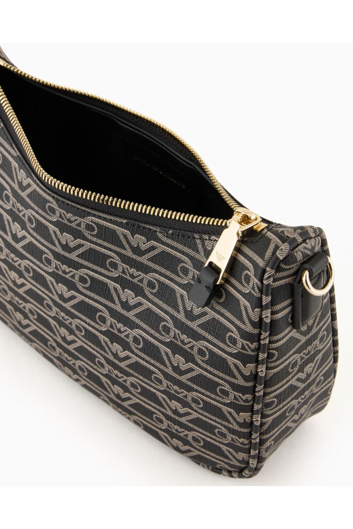Emporio Armani-Baguette Bag with All-Over Monogram Print 4