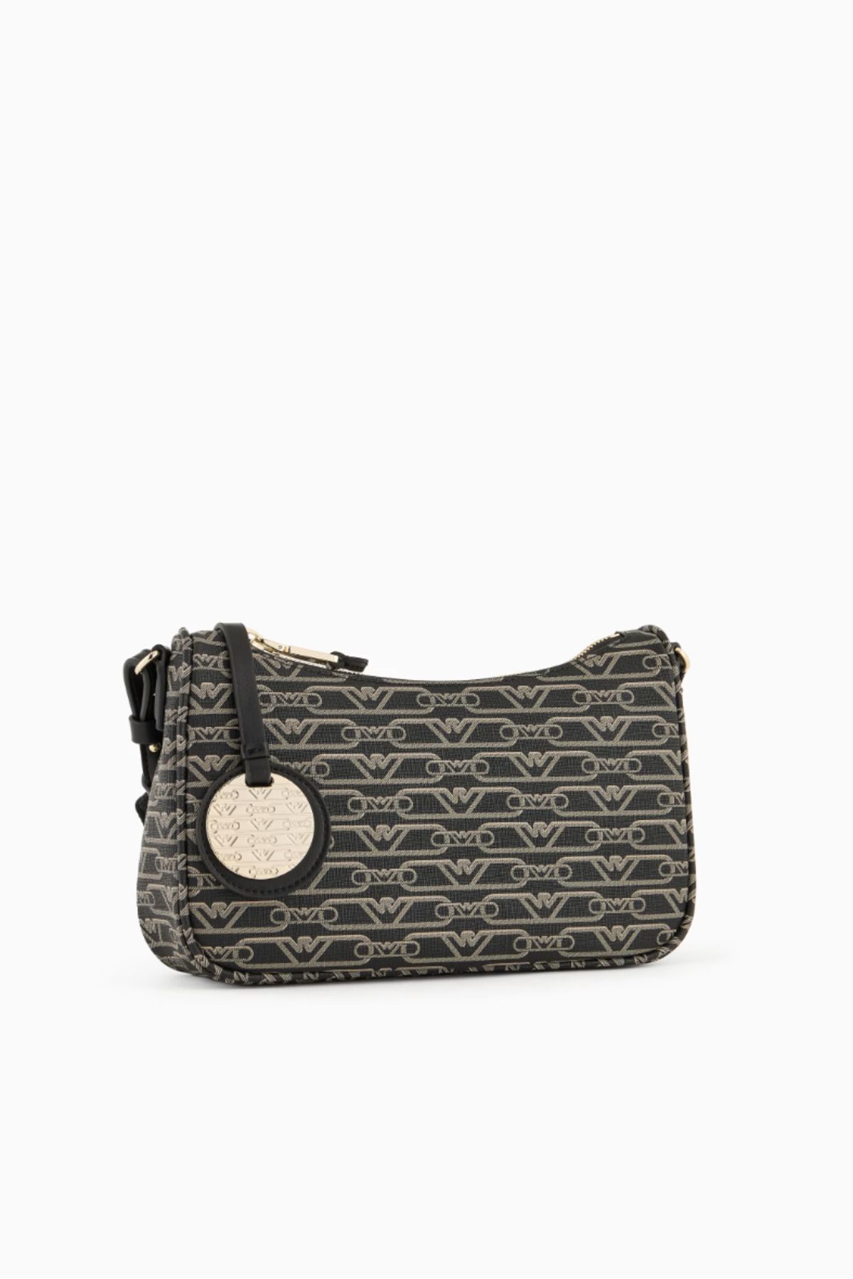 Emporio Armani-Baguette Bag with All-Over Monogram Print 2