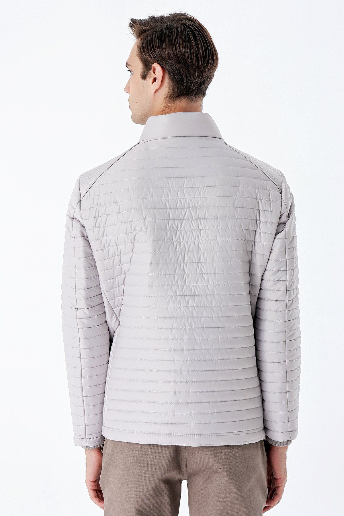 کاپشن مردانه رنگ سنگی KAPITONE FILLING UPRIGHT COLLAR LINED SLIM FIT CUT CATUAL 1007235164 İmza