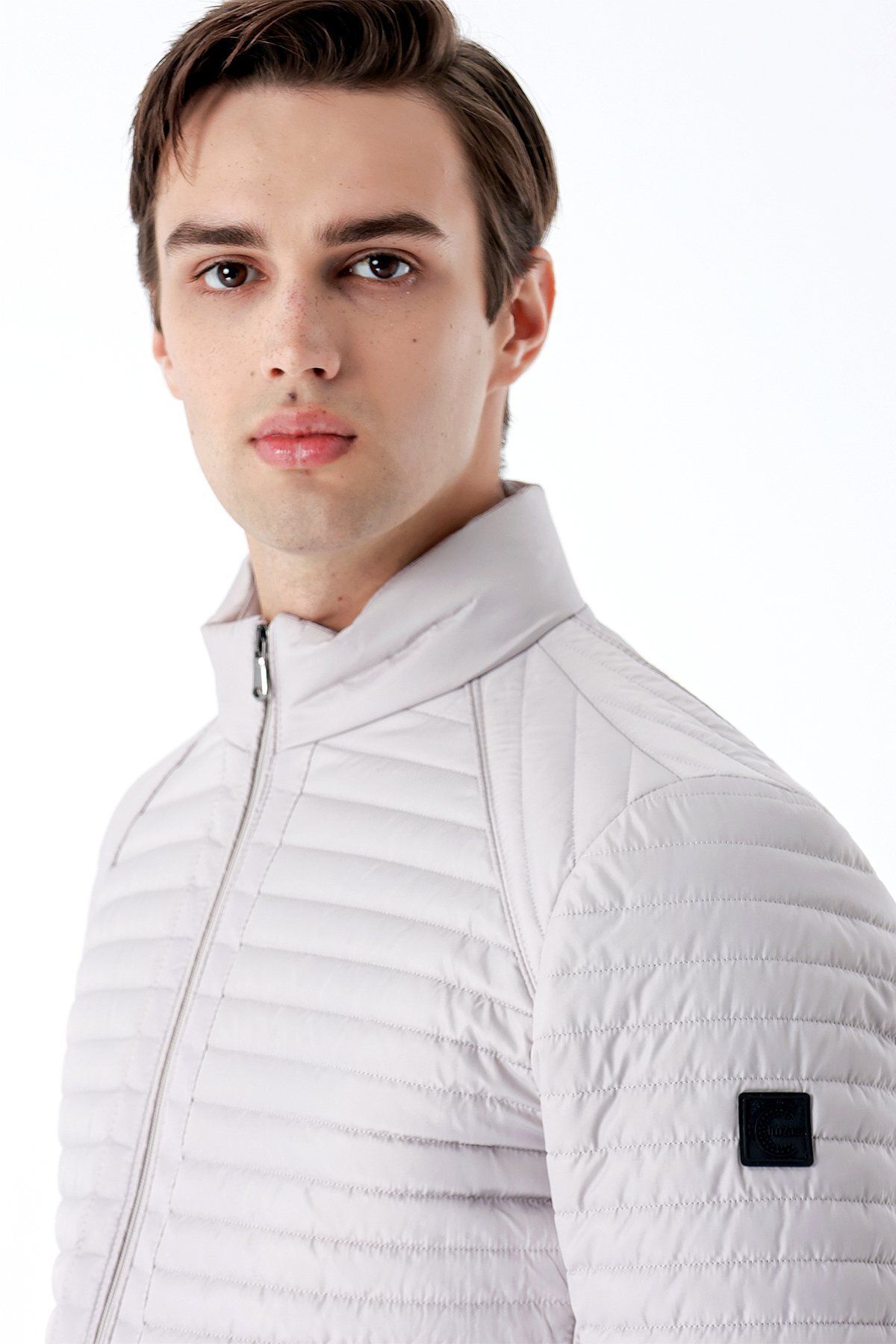 کاپشن مردانه رنگ سنگی KAPITONE FILLING UPRIGHT COLLAR LINED SLIM FIT CUT CATUAL 1007235164 İmza