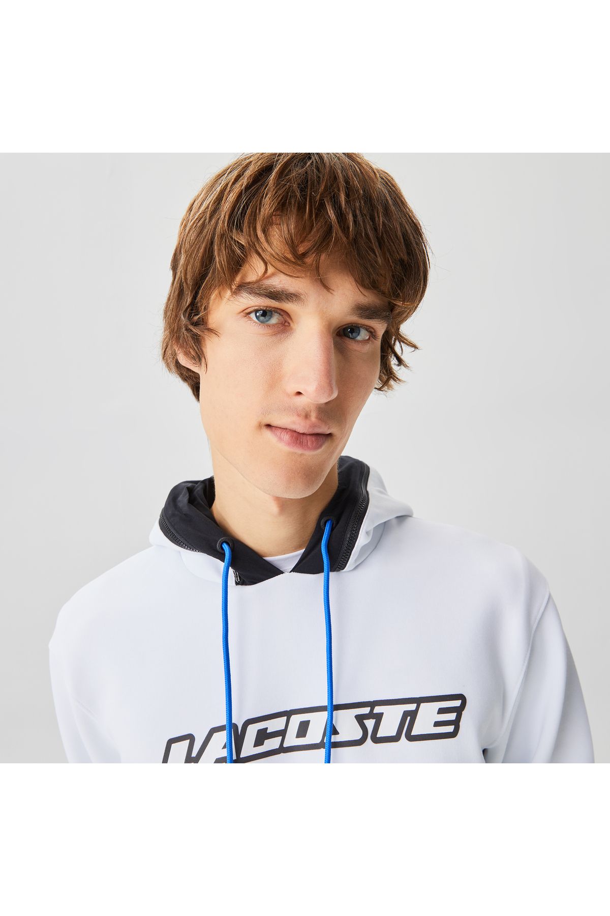 سویشرت سفید مردانه پیراهن با کلاه قابل تنظیم به طور منظم آقایان Lacoste