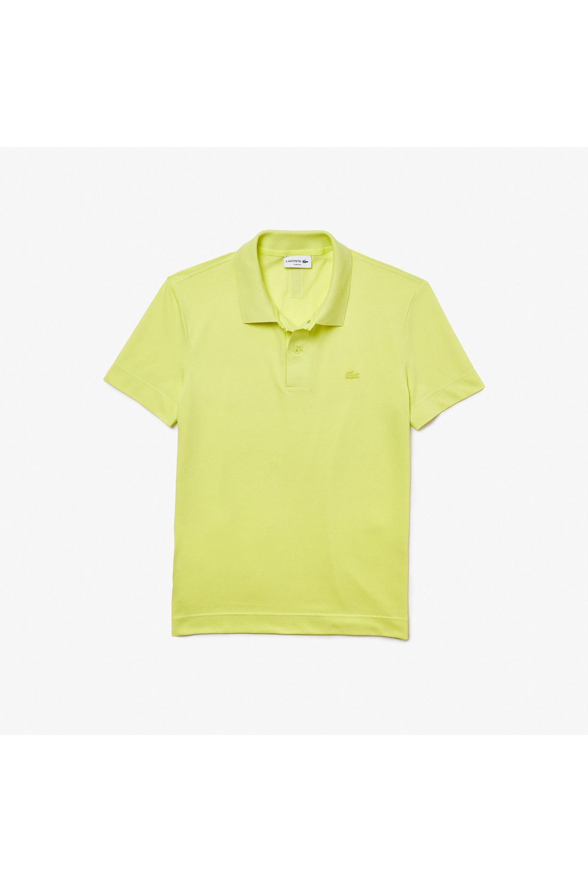 تی شرت یقه پولو زرد مردانه فعال باریک چوگان Lacoste