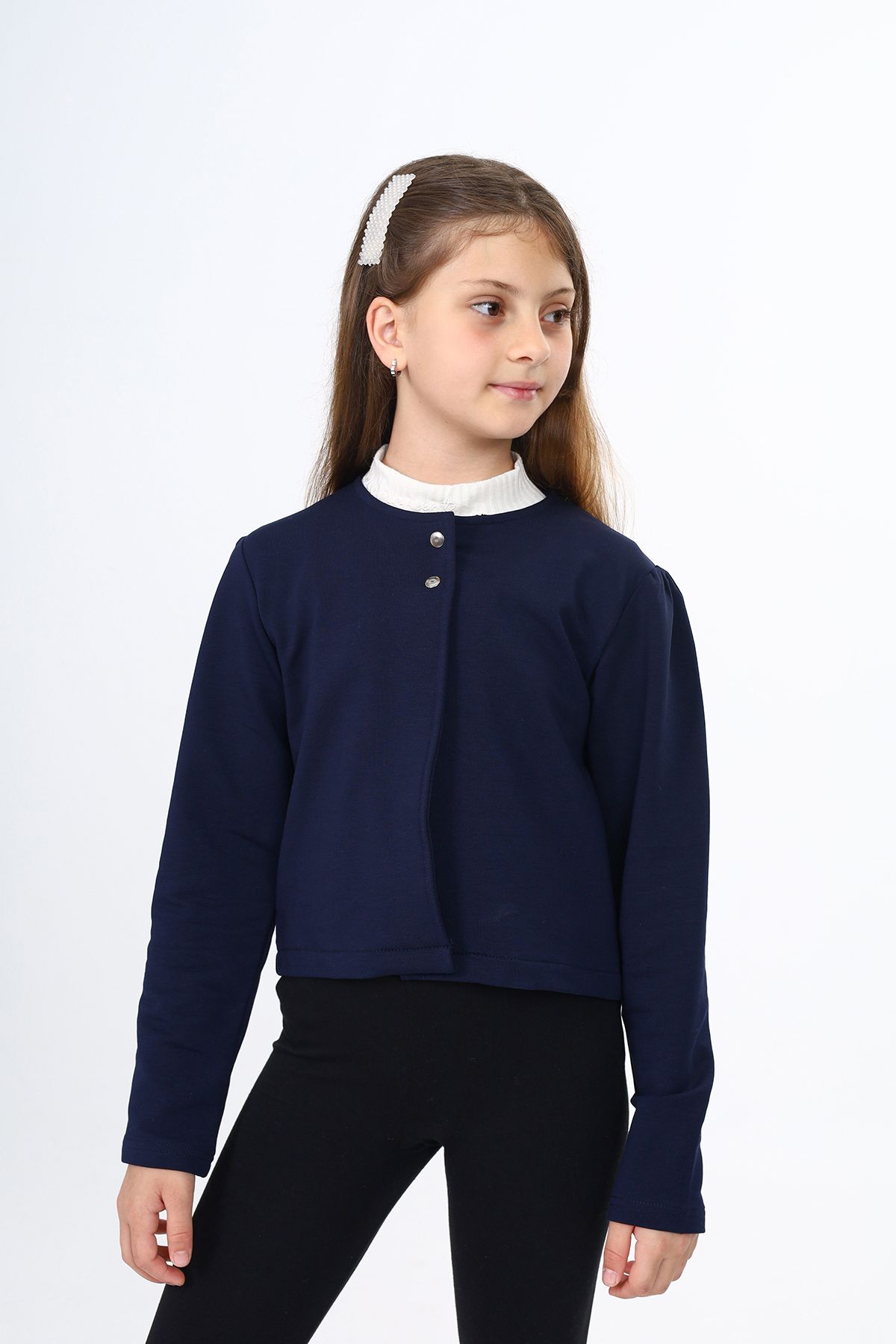 Toontoy-Girl's School Cardigan with Snap Detail 2