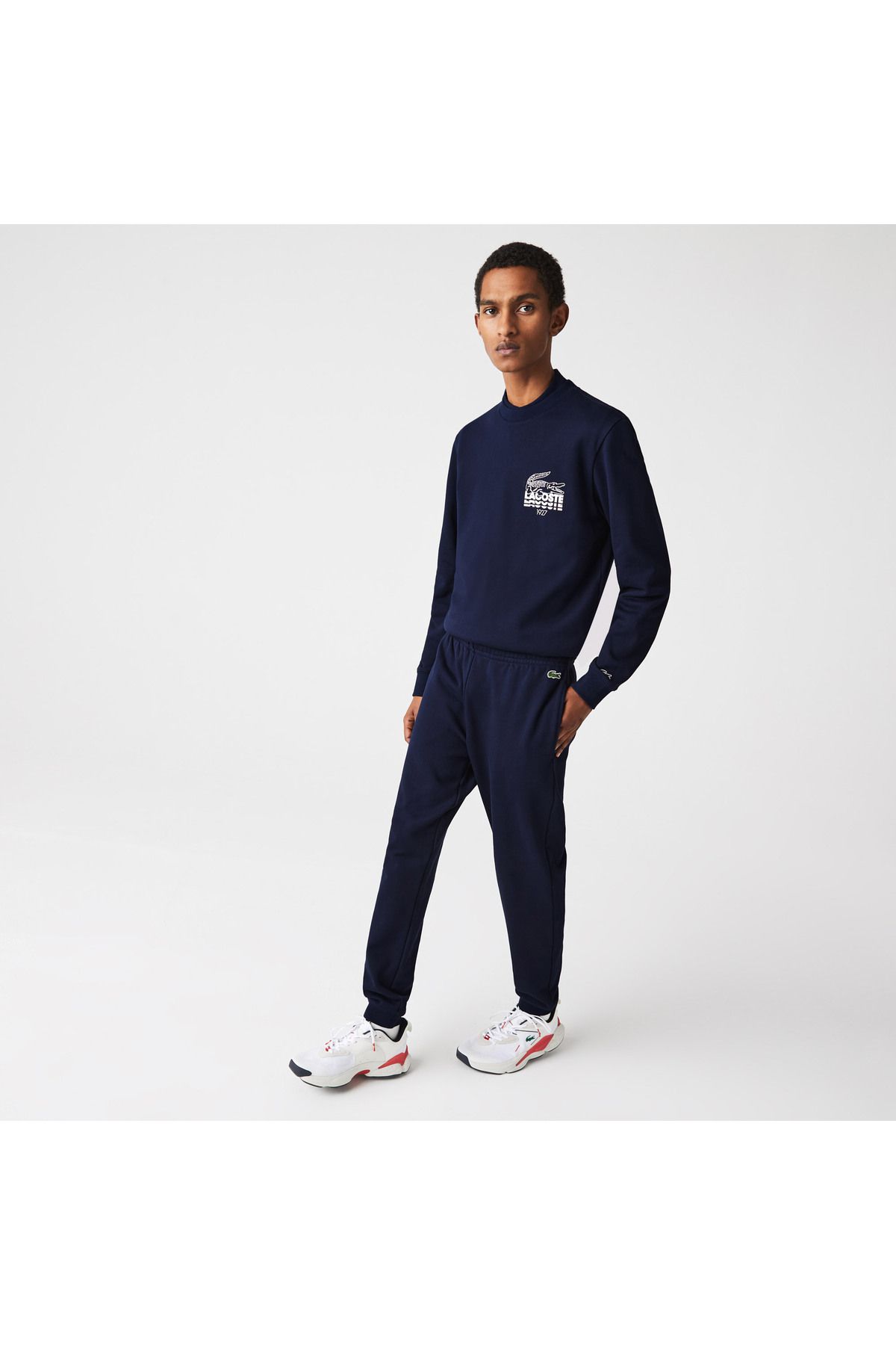 شلوار گرمکن آبی مردانه لباس پر رنگ و سفید شش نفره Lacoste