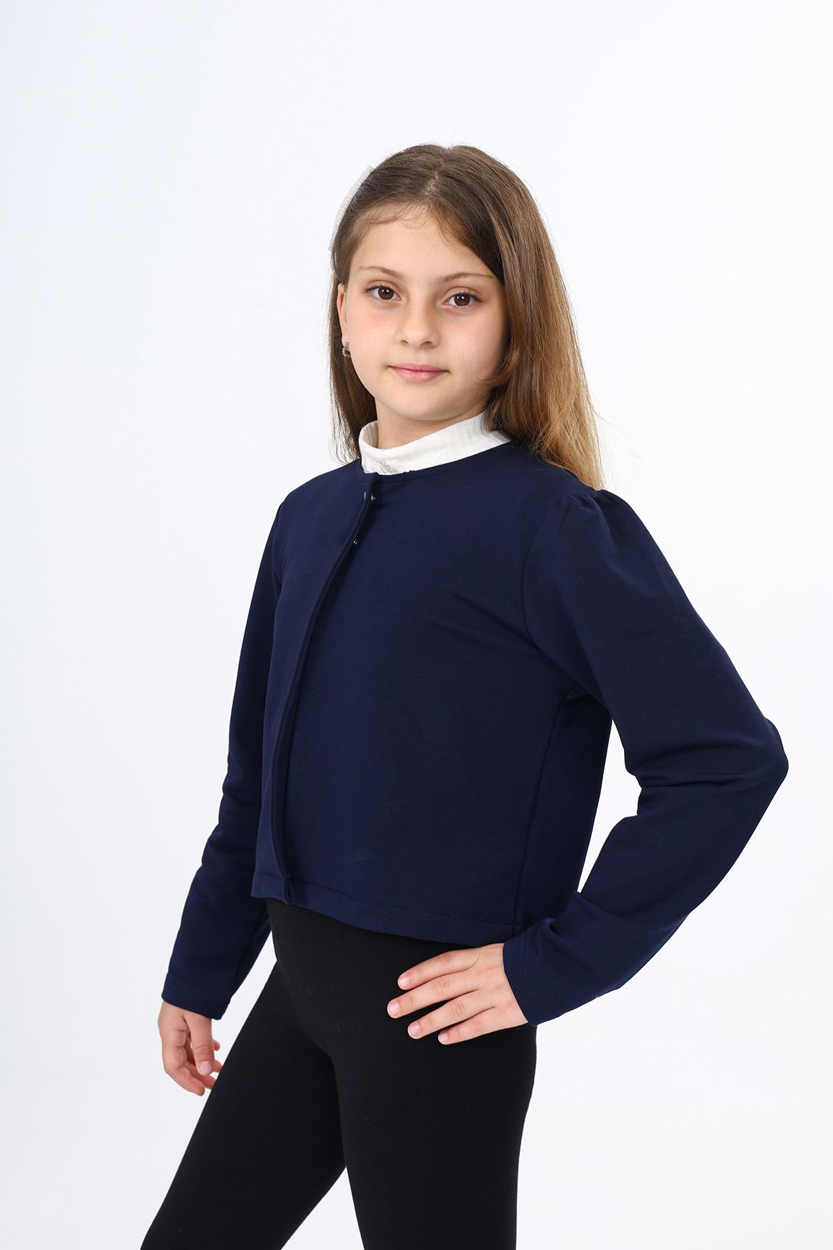 Toontoy-Girl's School Cardigan with Snap Detail 3