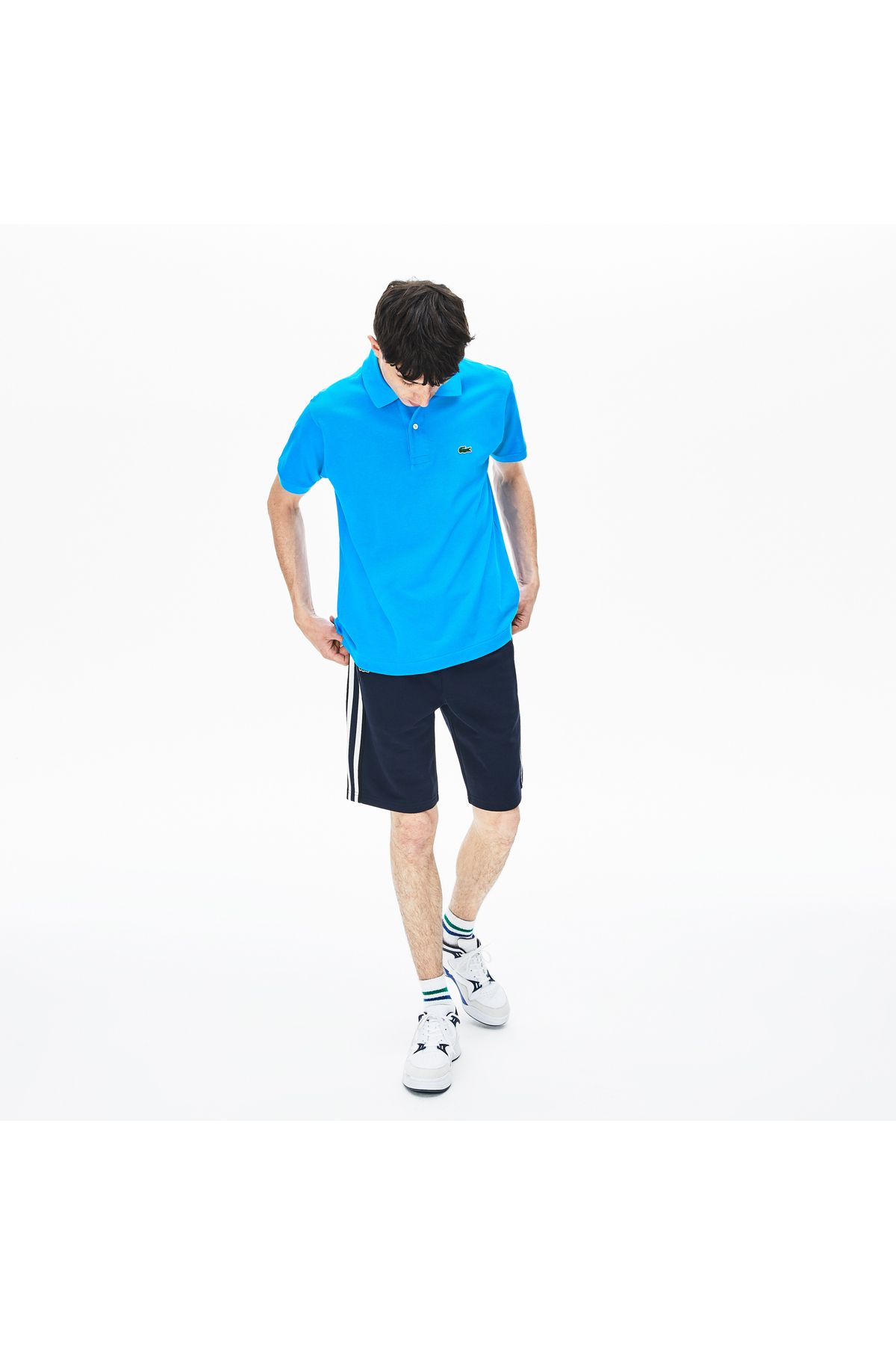 تی شرت یقه پولو آبی مردانه کلاسیک Fit L1212 چوگان Lacoste