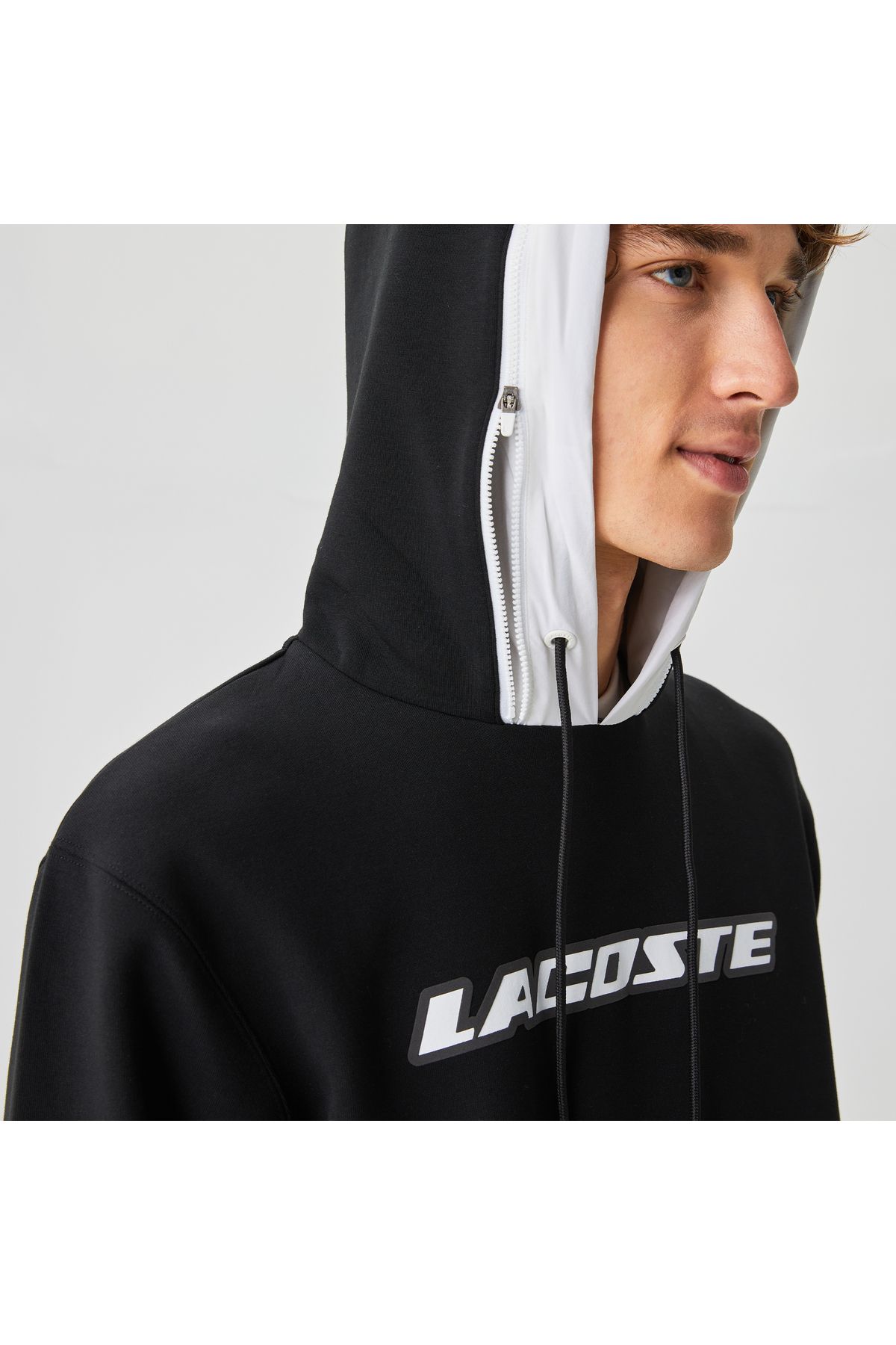 سویشرت مشکی مردانه پیراهن سیاه چاپی قابل تنظیم به طور منظم آقایان Lacoste
