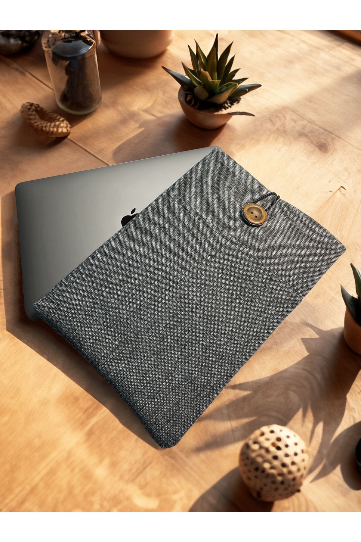 AmiasDesign-Handmade MacBook Air/Pro 13" Compatible - Gray Striped Patterned Cloth Bag 1