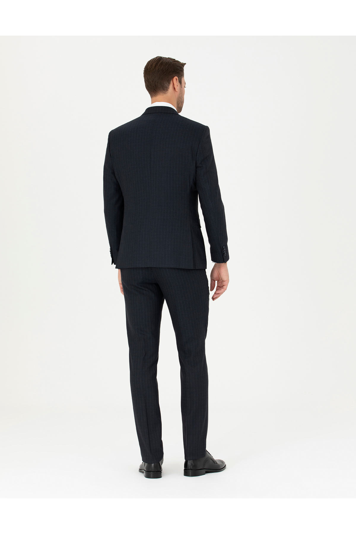 Pierre Cardin Lacivert Slim Fit Çizgili Yelekli Takım Elbise 50285266-VR033 görsel 6