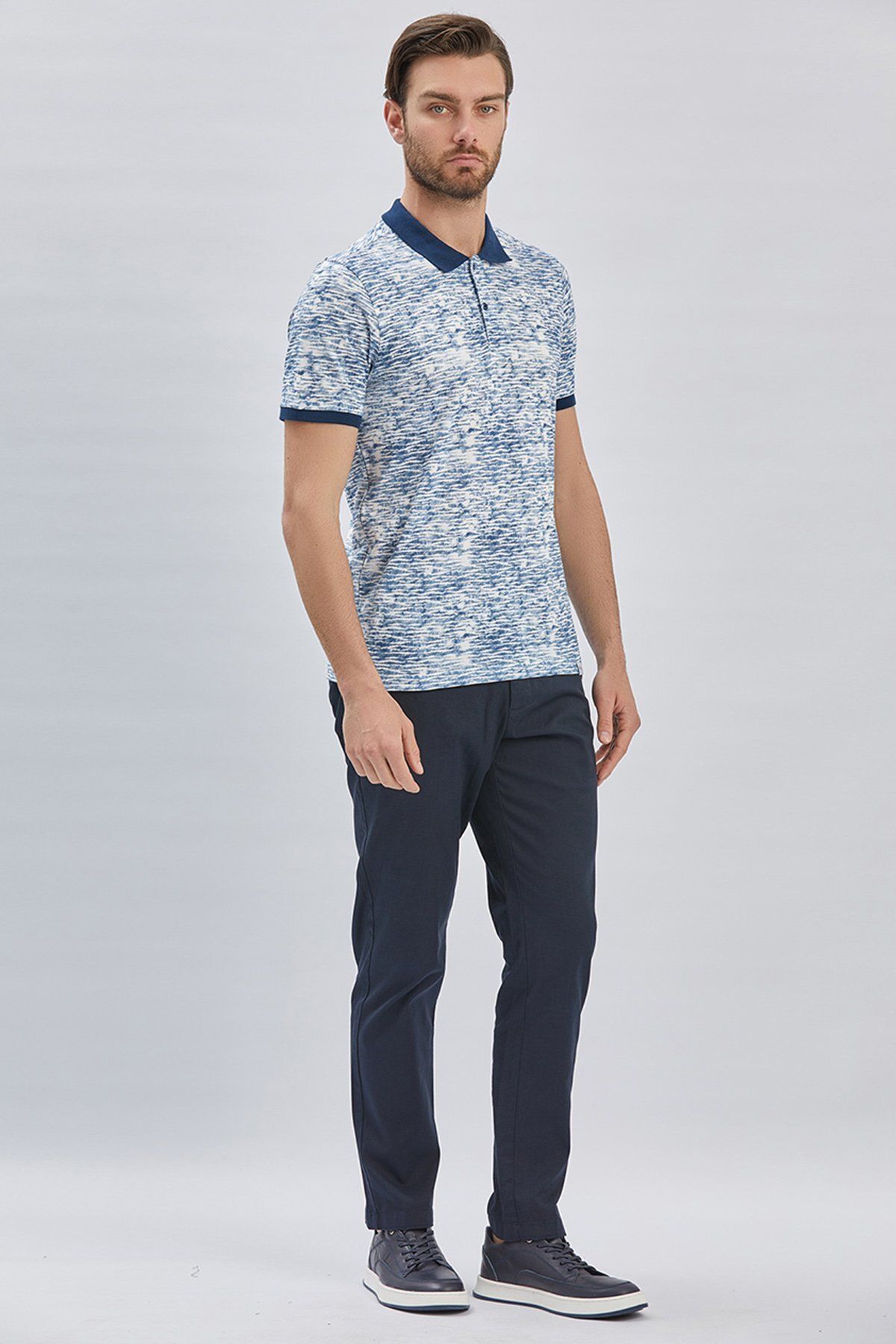تی شرت یقه پولو مردانه NAVY BLIND PIKE PICE POLO YAKA GARNI 100 ٪ پنبه گاه İmza