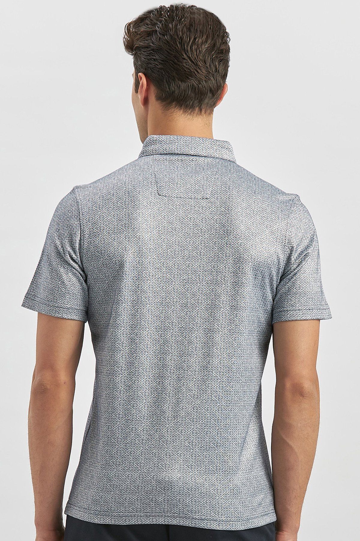 تی شرت یقه پولو مردانه نیلو آبی تیره مرزی پنبه ای روزمره تناسب T SHIRT 1011240164 İmza