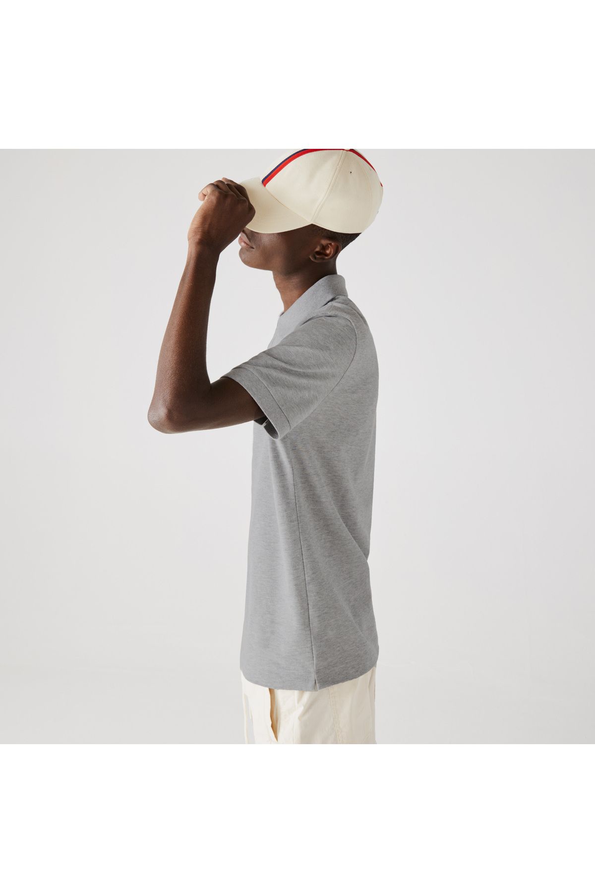 تی شرت یقه پولو سفید مردانه به طور منظم و پاریس چوگان Lacoste