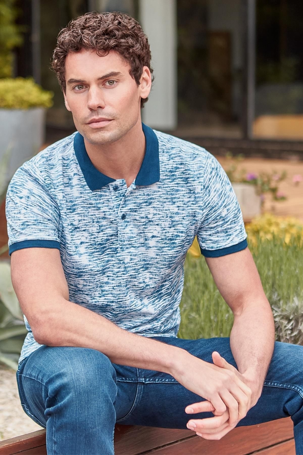 تی شرت یقه پولو مردانه NAVY BLIND PIKE PICE POLO YAKA GARNI 100 ٪ پنبه گاه İmza