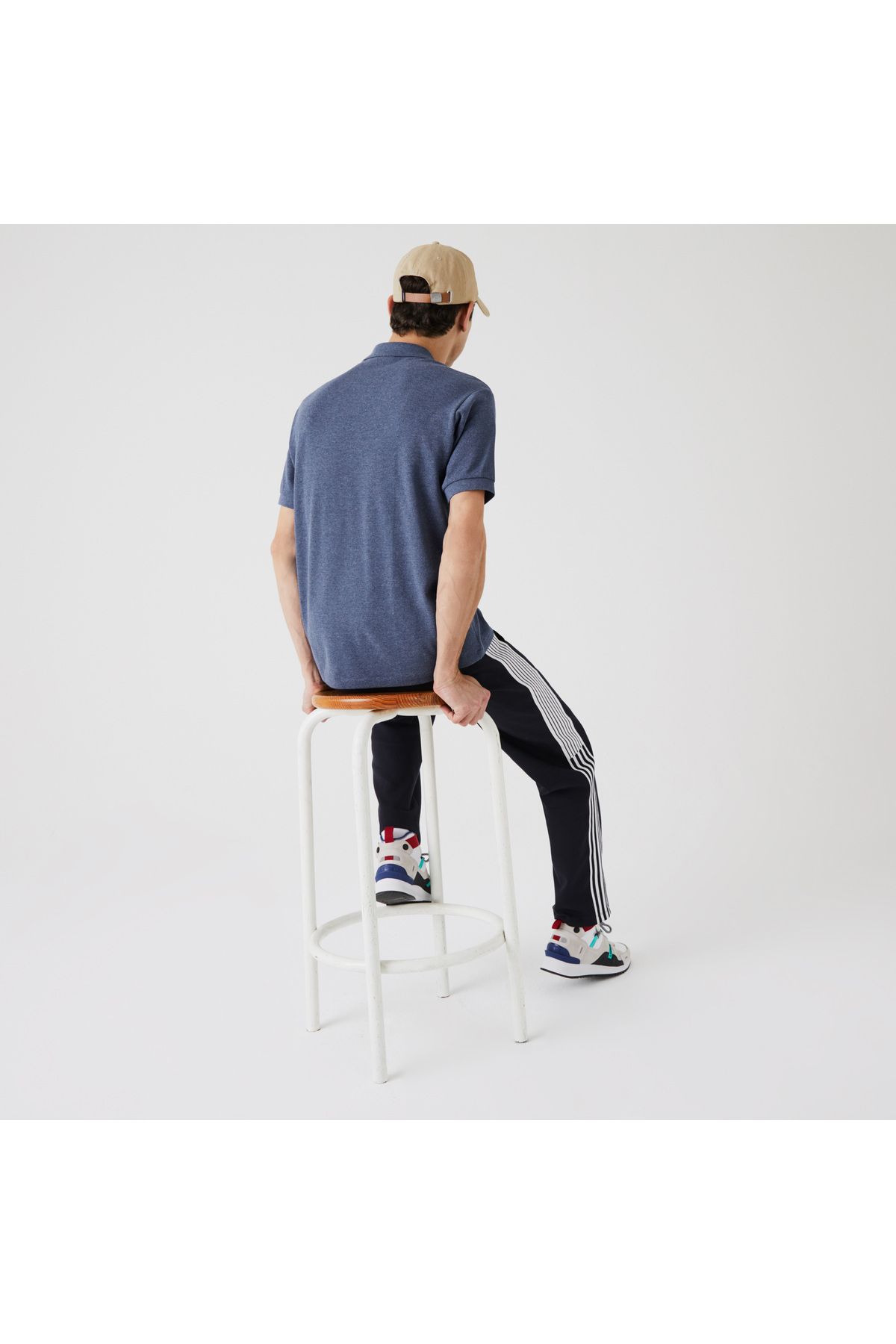 تی شرت یقه پولو آبی مردانه چوگان مناسب کلاسیک Lacoste