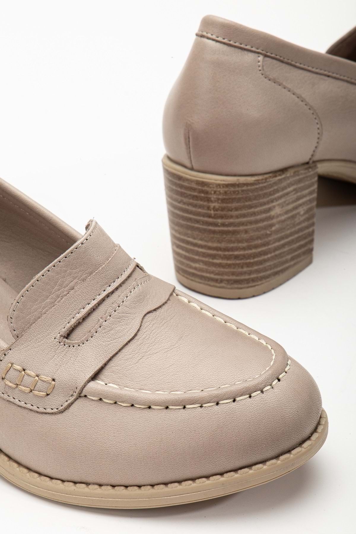 ANALİN SHOES-Pantofi cu toc pentru femei Saddler din piele naturală de culoare piatră 4