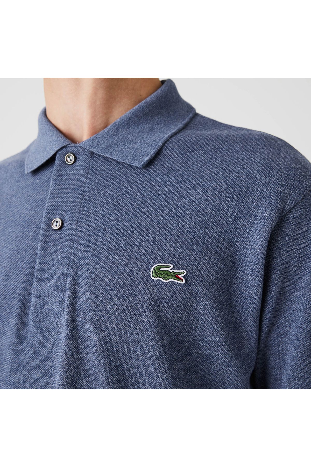 تی شرت یقه پولو آبی مردانه چوگان مناسب کلاسیک Lacoste