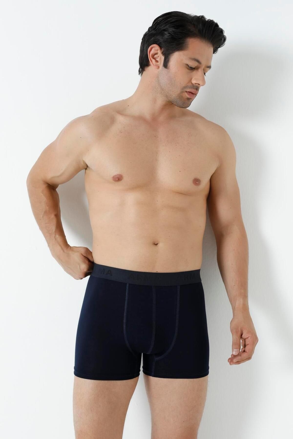 Arma Yıldız-Navy Blue 3-Piece Men's Lycra Boxer Set - Flexible Fabric 8