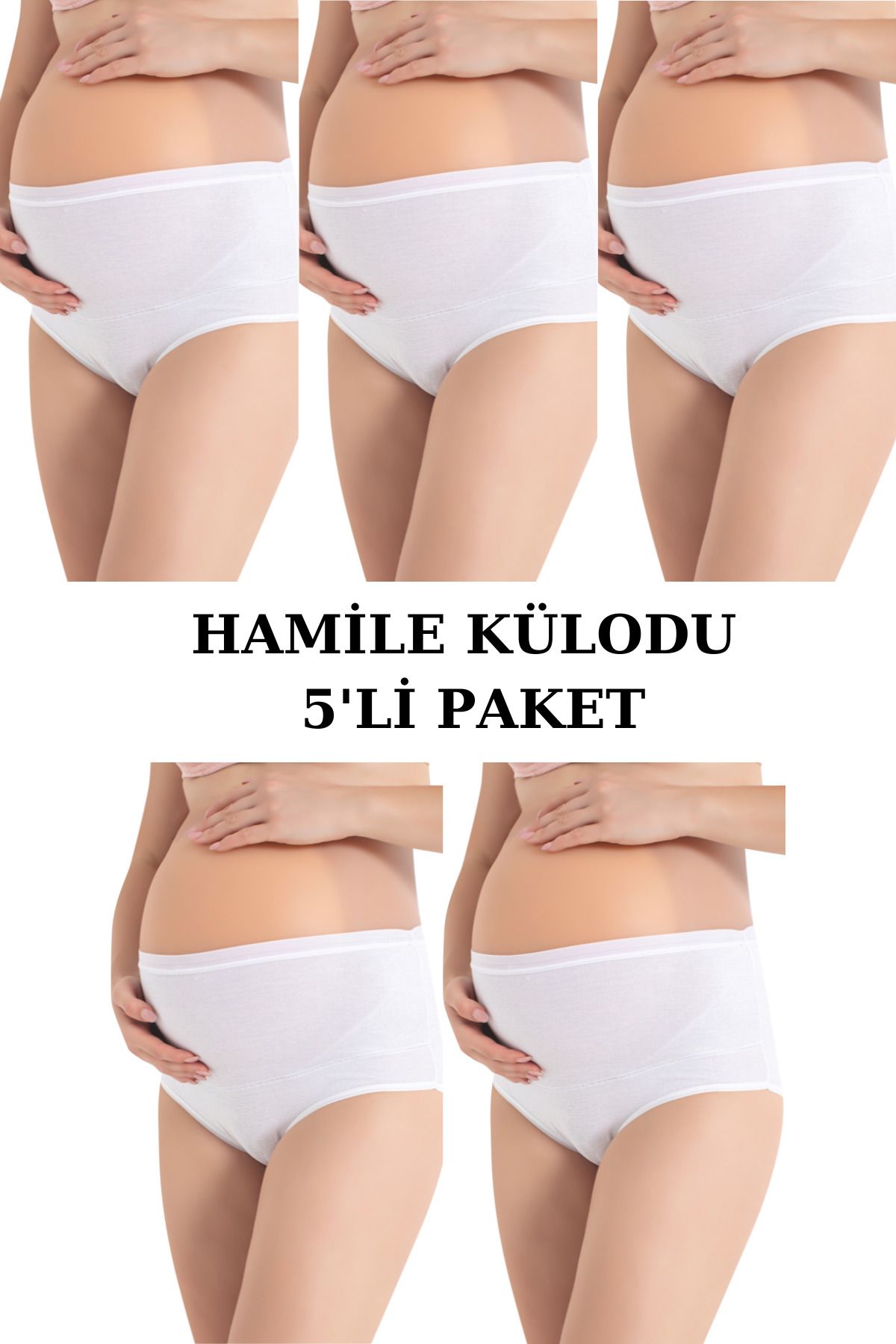 Arma Yıldız 5'li Paket Beyaz Yüksek Bel Toparlayıcı Hamile Lohusa Külot %100 Pamuklu