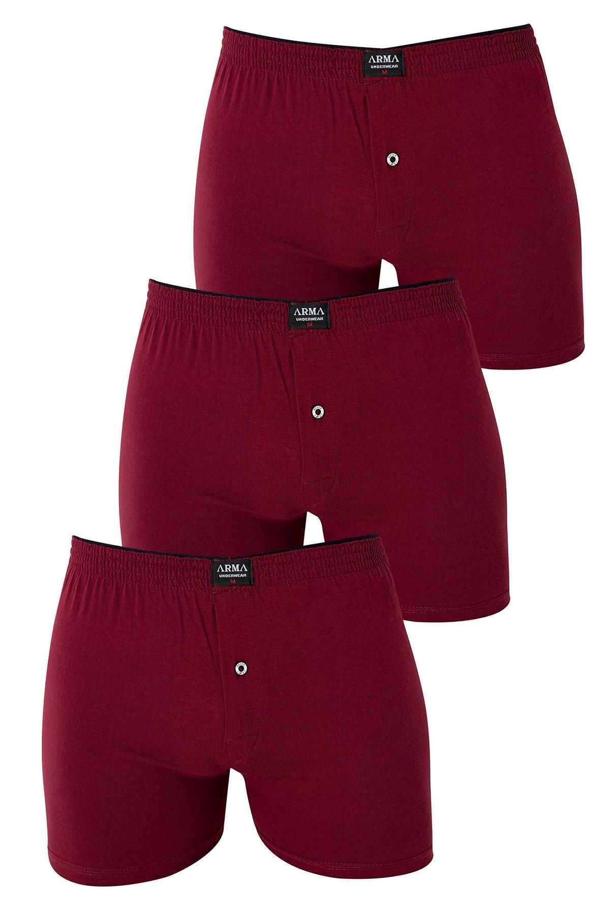 Arma Yıldız-Claret Red Men's Boxers - Pack of 3 100% Cotton Combed Cotton 1